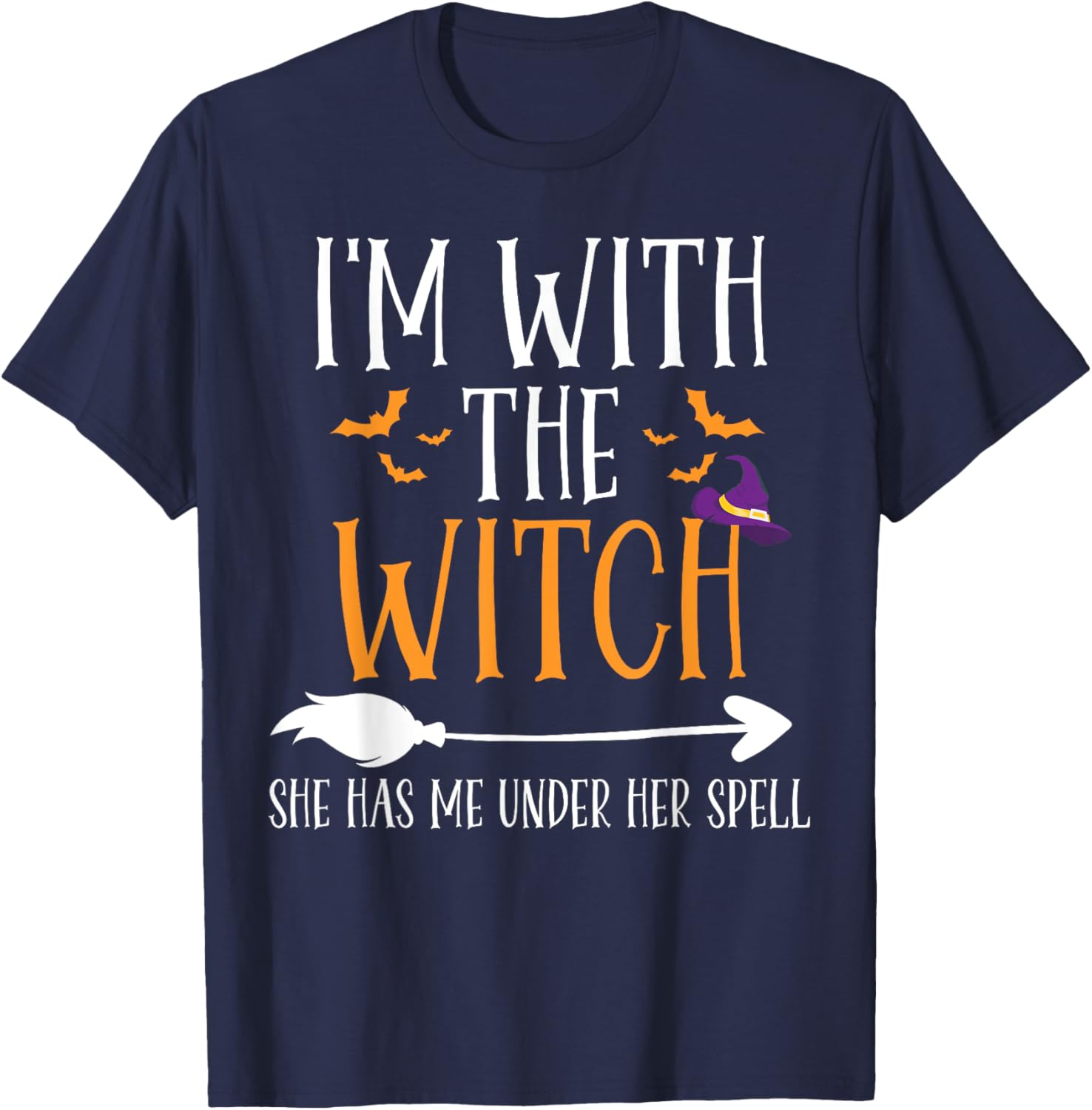 Funny I'm With The Witch Halloween Couples Costume T-Shirt for Fun Lovers - 3