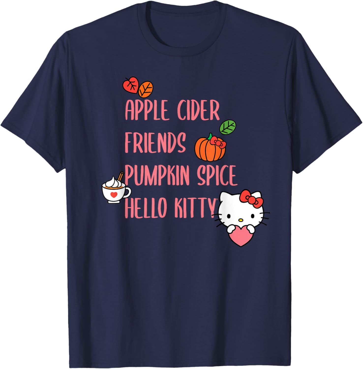 Cute Apple Cider Friends Pumpkin Spice Hello Kitty T-Shirt for Fall Fun - 10