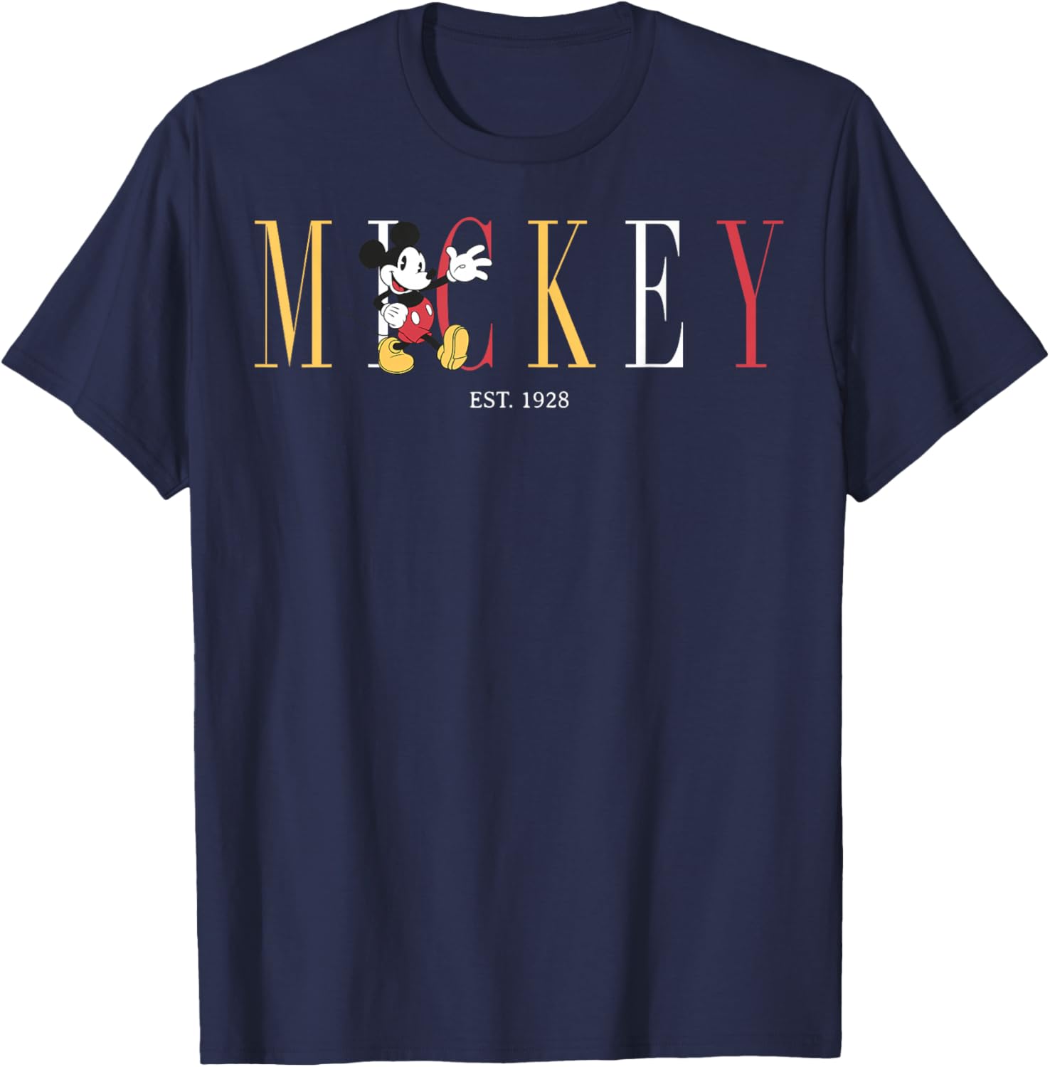 Classic Disney Mickey Mouse T-Shirt for Men, Est 1928, Blue, Small - 4