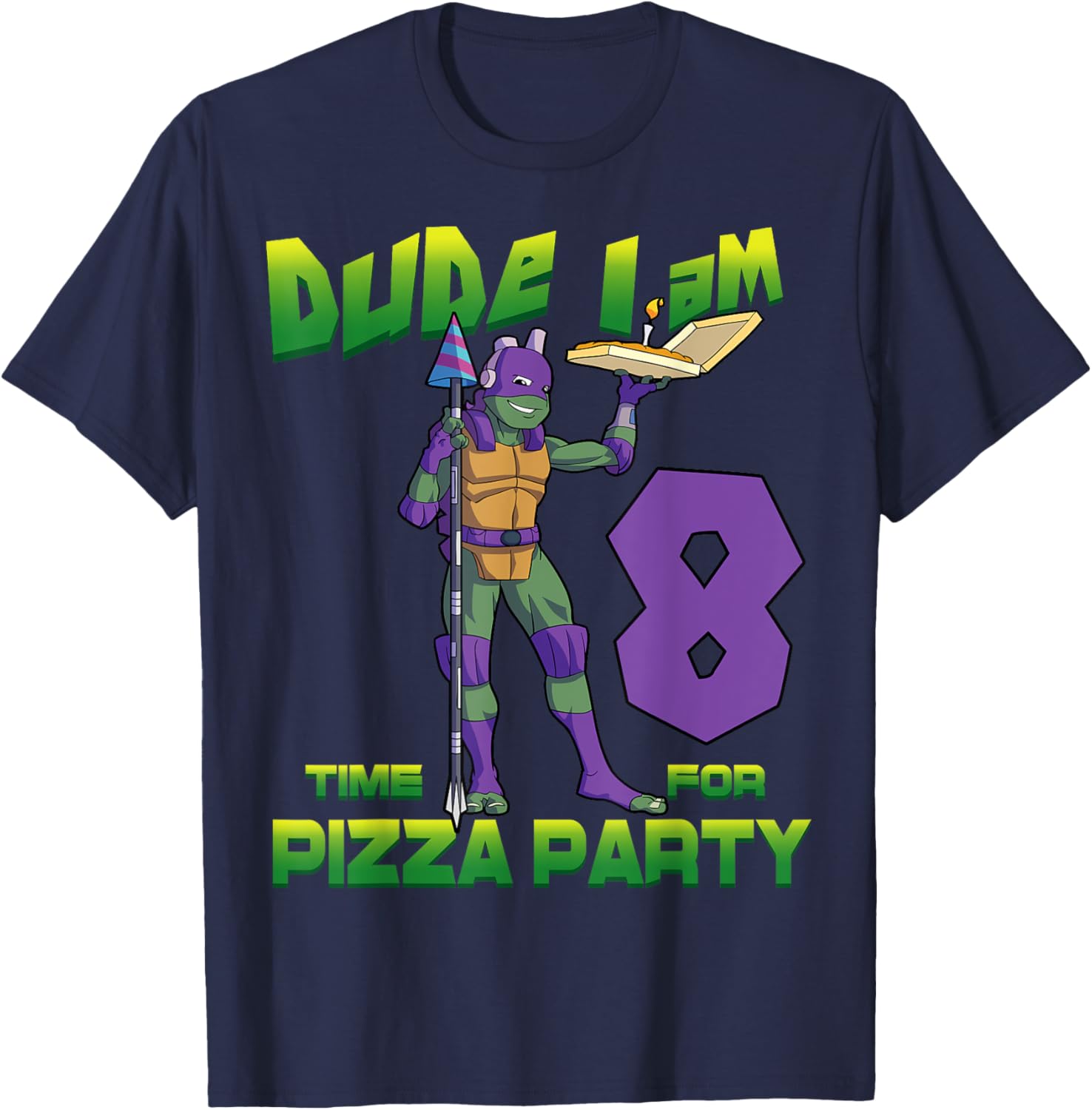 Mademark Teenage Mutant Ninja Turtles Donnie Pizza Birthday T-Shirt - 3