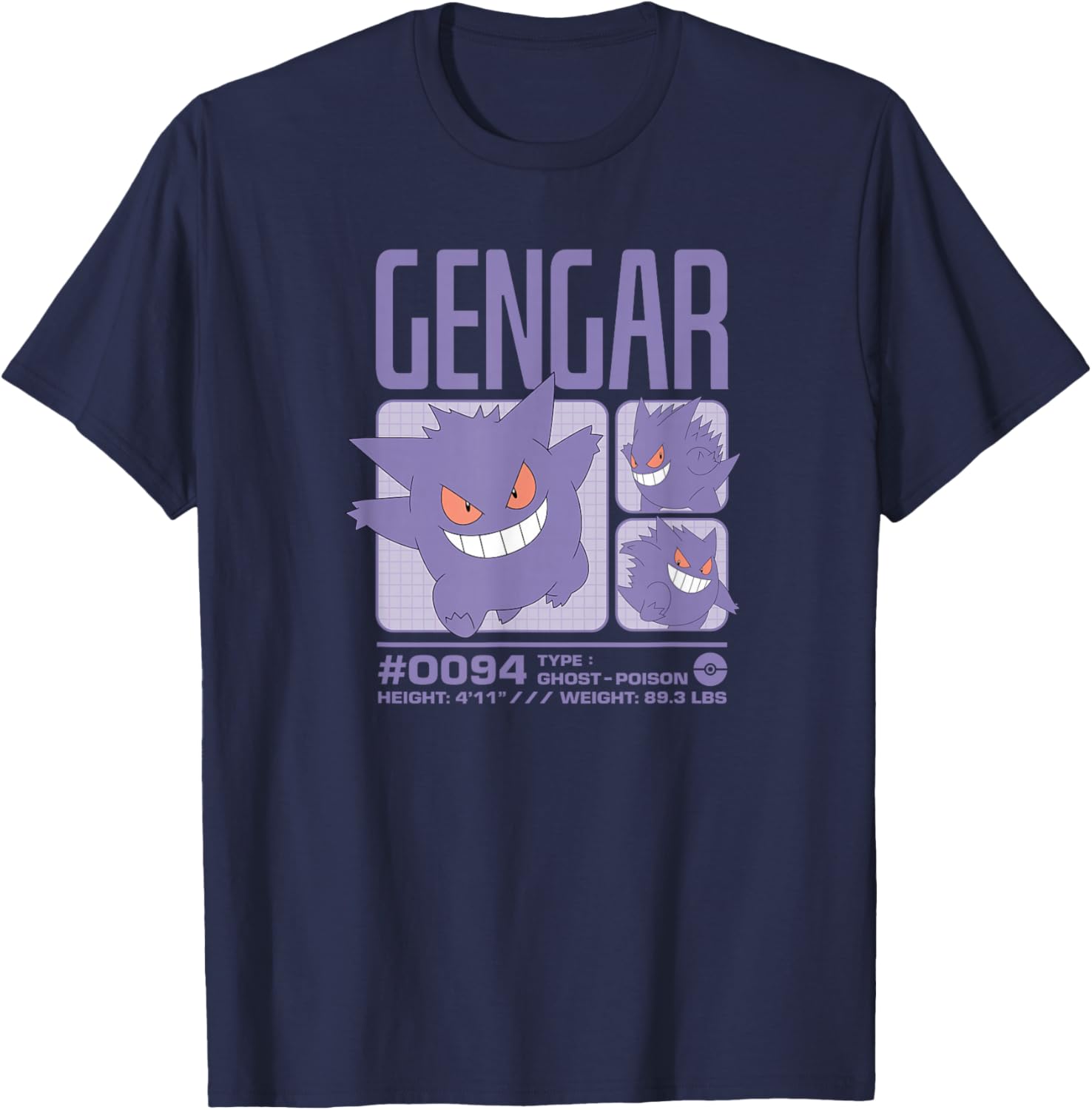 Gengar Pastel Stats Grid T-Shirt for Pokémon Fans - Stylish & Fun Design - 11