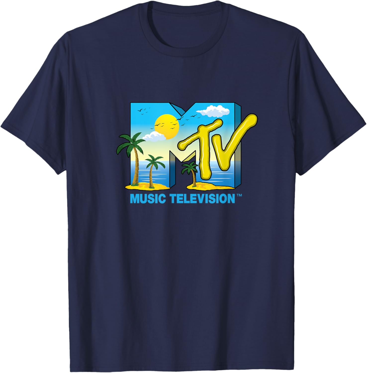 Mademark x MTV Official Logo T-Shirt with Palm Trees and Beach Vibes - 13