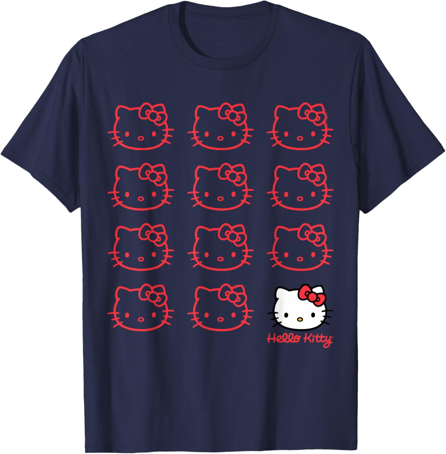 Hello Kitty Classic Fit Black T-Shirt for Adults - Cute Cotton Crew Neck - 7