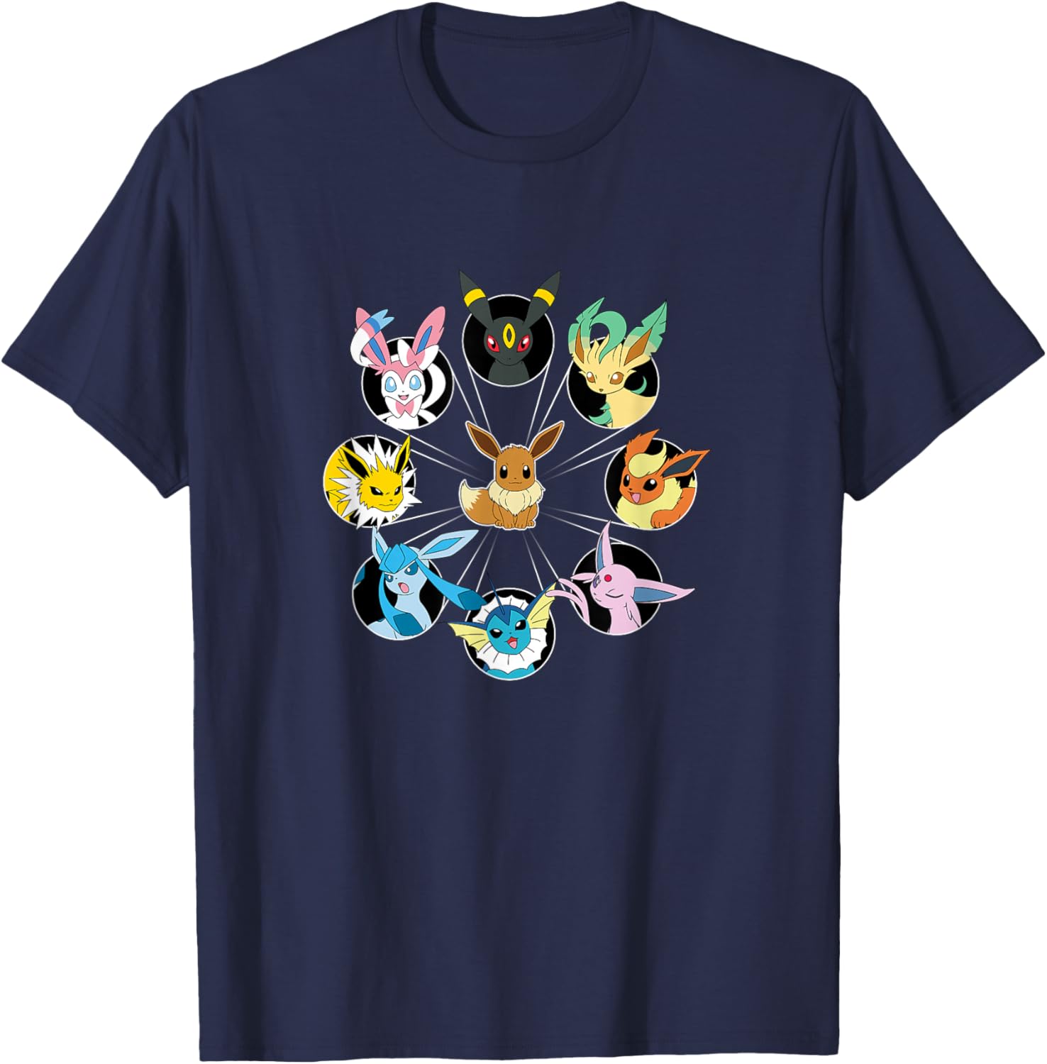 Eevee Evolution Circle T-Shirt for Pokémon Fans - Stylish Casual Wear - 5