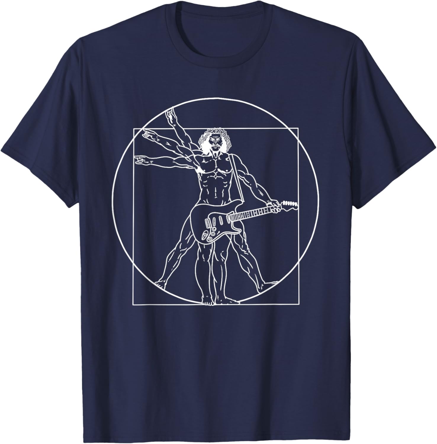 Guitar Da Vinci Vitruvian Man Musician T-Shirt for Guitar Lovers - 14