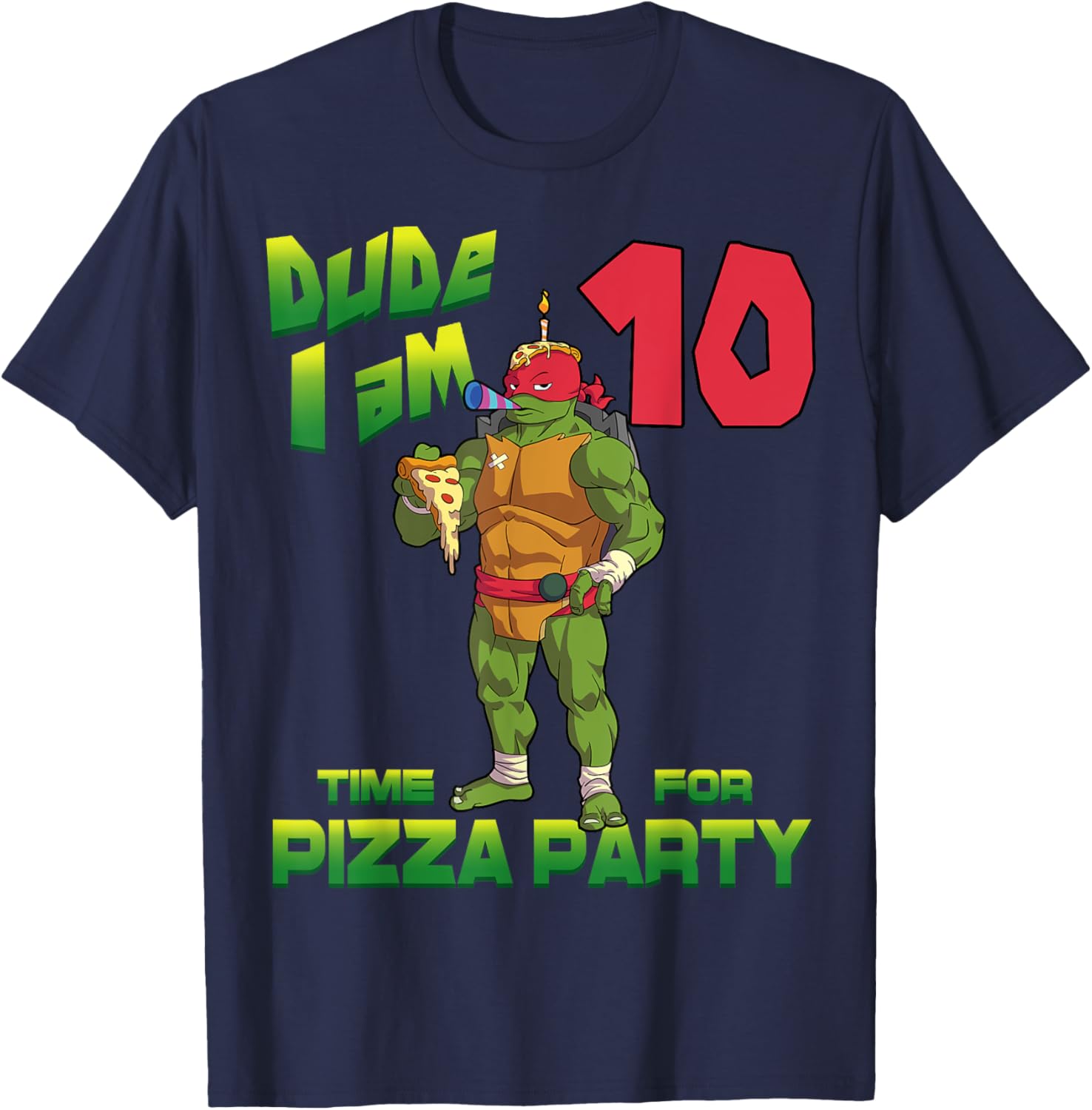 Mademark Teenage Mutant Ninja Turtles Raphael Pizza Birthday T-Shirt - 2