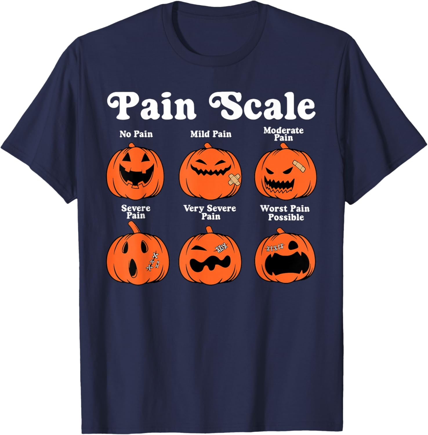 Spooky Pumpkin Pain Scale Nurse Triage Halloween T-Shirt for Fall Fun - 2