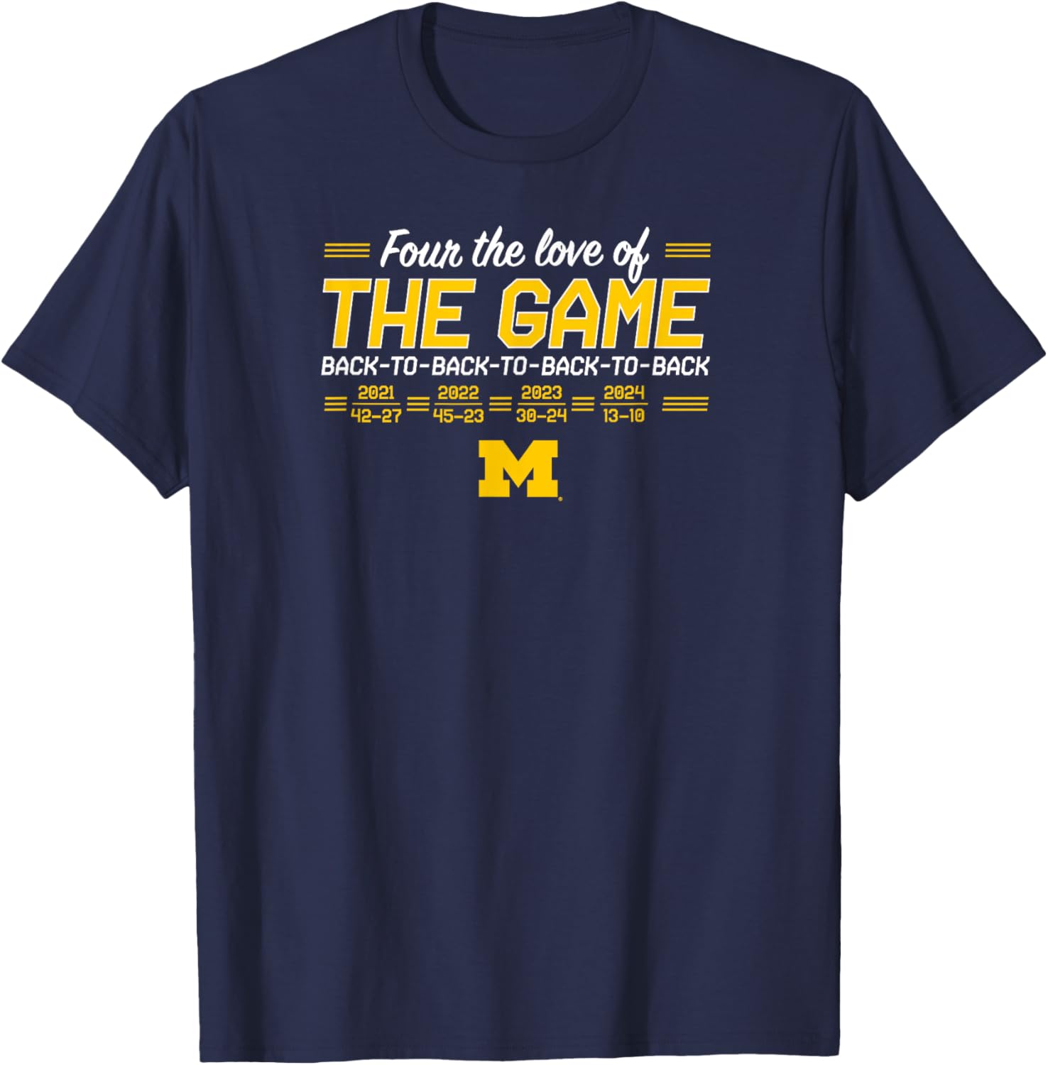 Michigan Wolverines Blue Football T-Shirt for Adults & Kids - Unisex Short Sleeve - 1