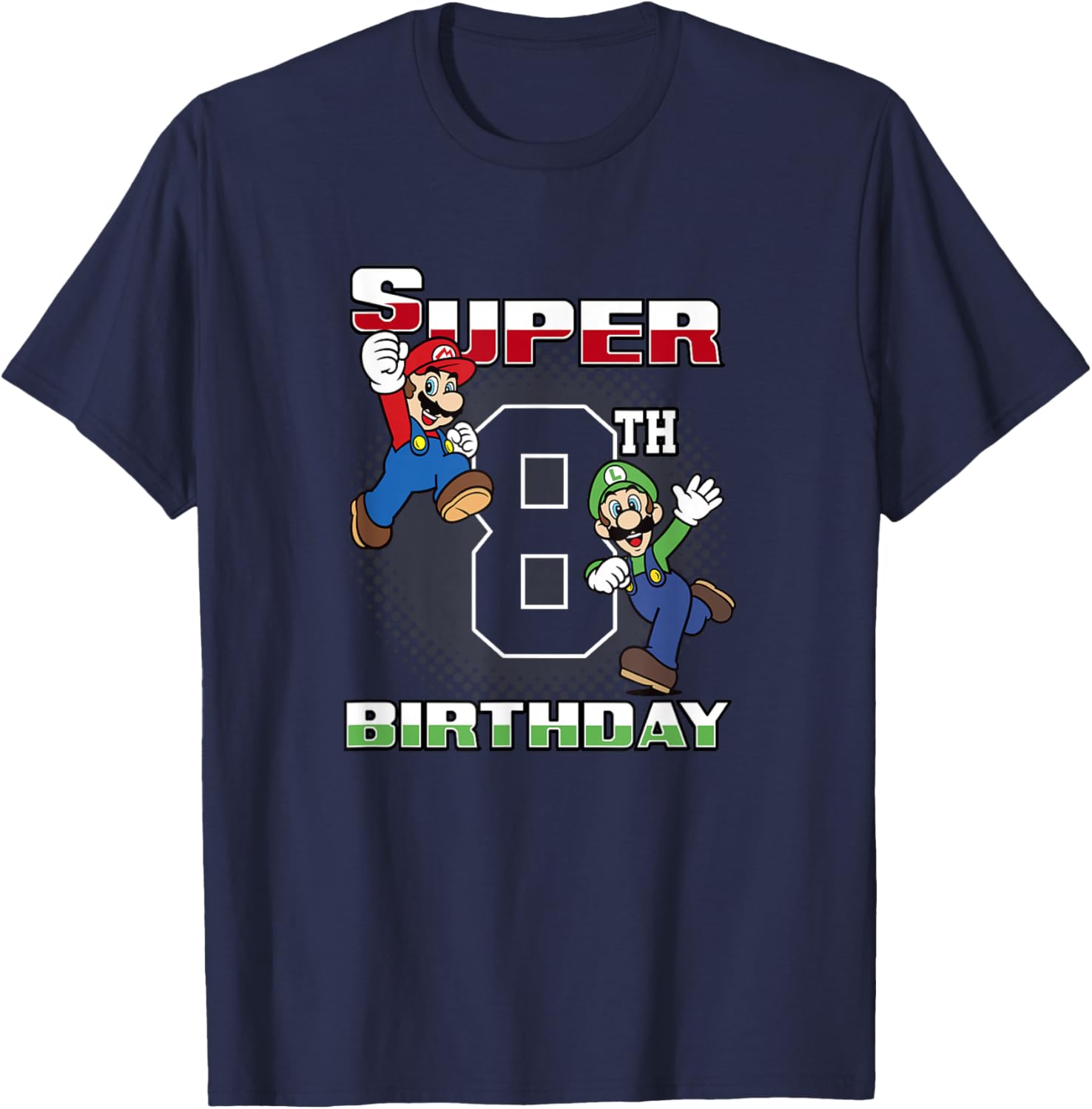 Super Mario Bros Birthday T-Shirt for 8th Birthday Fun with Mario & Luigi - 8