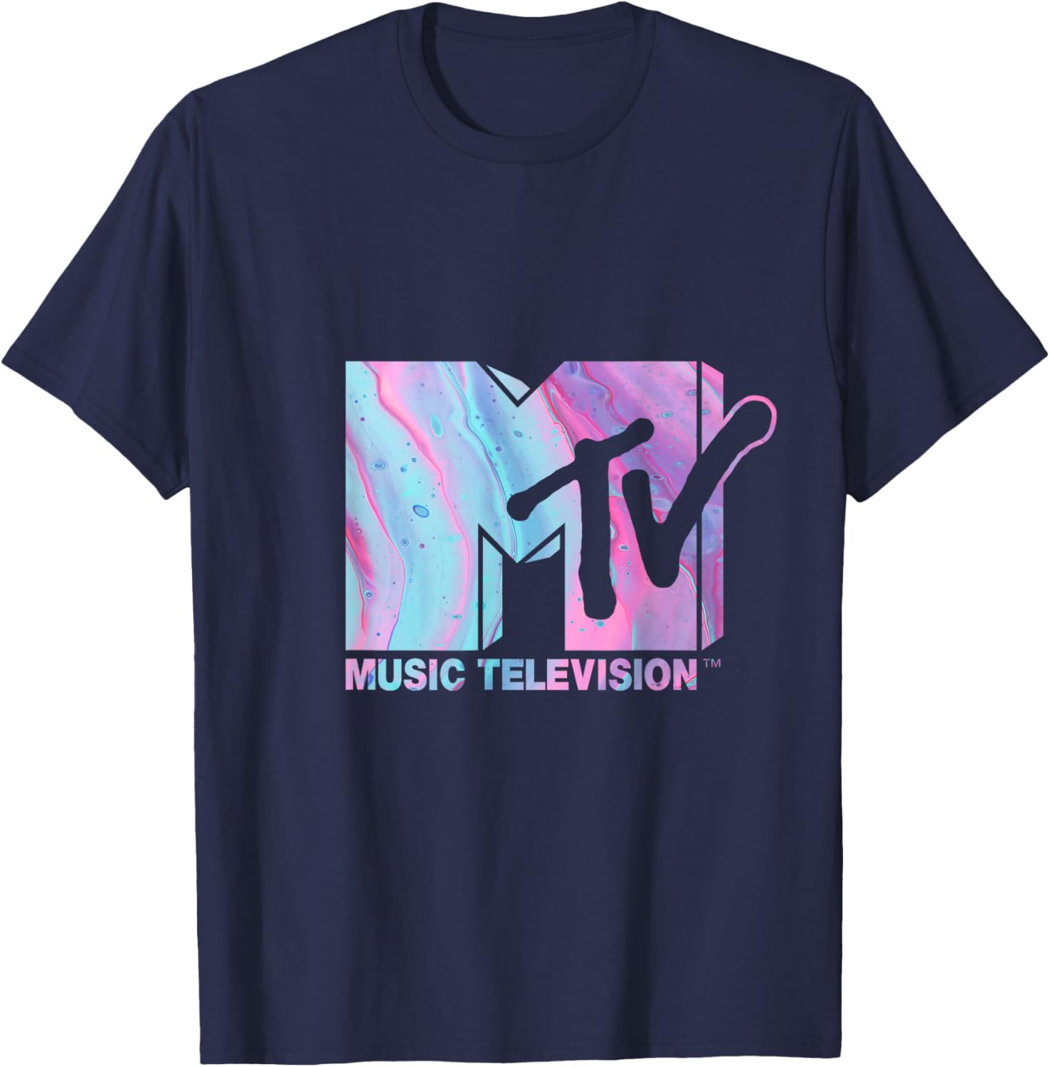 Mademark x MTV Fluid Logo T-Shirt in Pink and Blue for Stylish Wear - 18