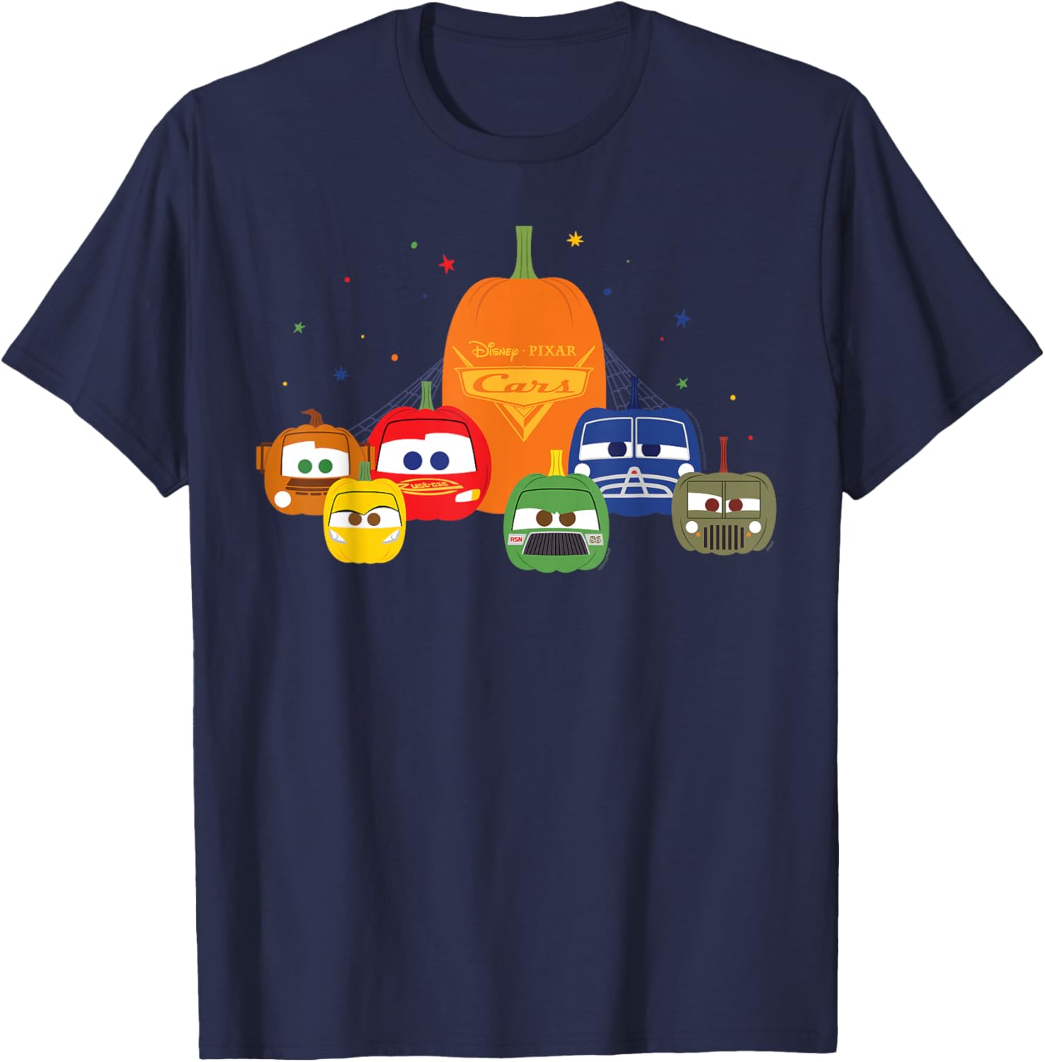 Disney Pixar Cars Halloween Pumpkin Group T-Shirt for Kids and Families - 10