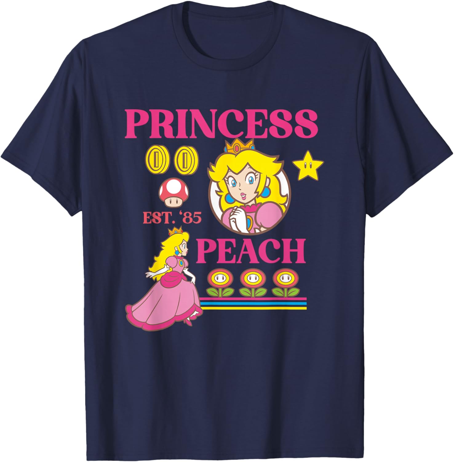 Super Mario Fire Flower Princess Peach Power Up T-Shirt for Gamers - 1