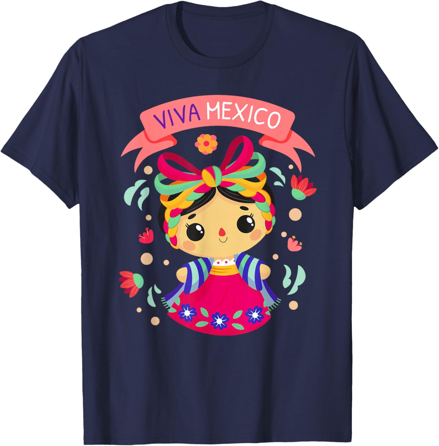 Viva Mexico Girls Floral Independence Day T-Shirt for Kids - 18