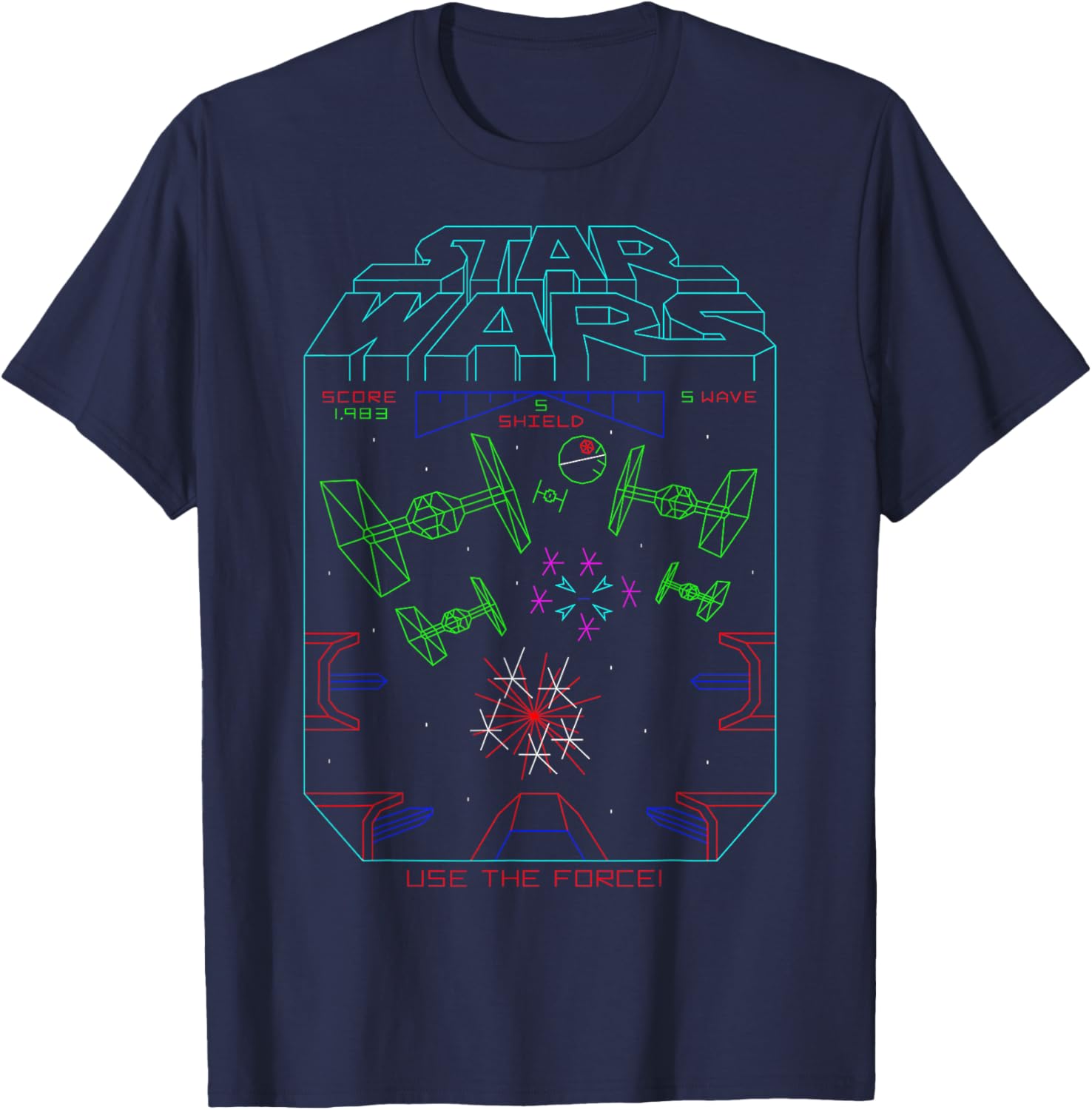 Star Wars Vintage Arcade Space Fight Graphic T-Shirt for Fans and Collectors - 3