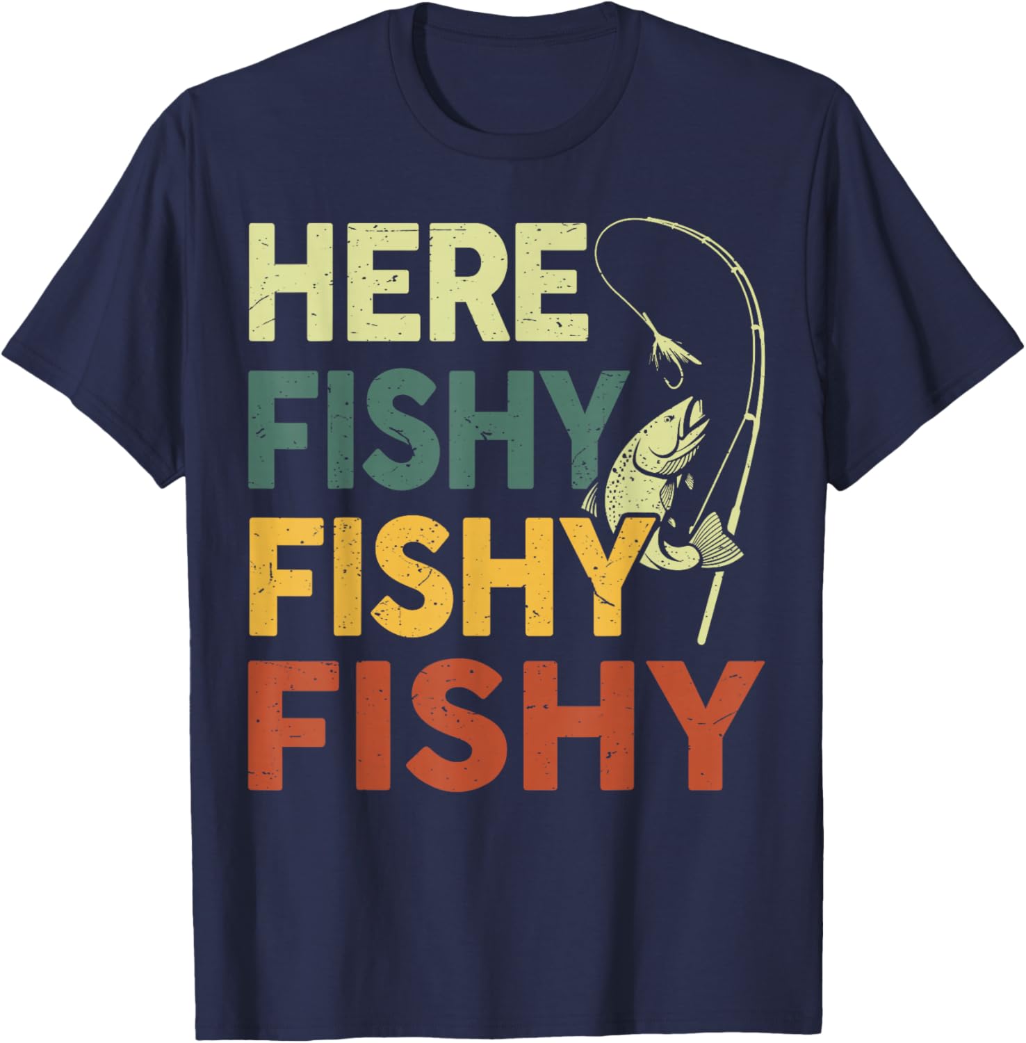 Funny Fishing Shirt for Dad - Men Here Fishy Graphic Tee for Bass Lovers - 2