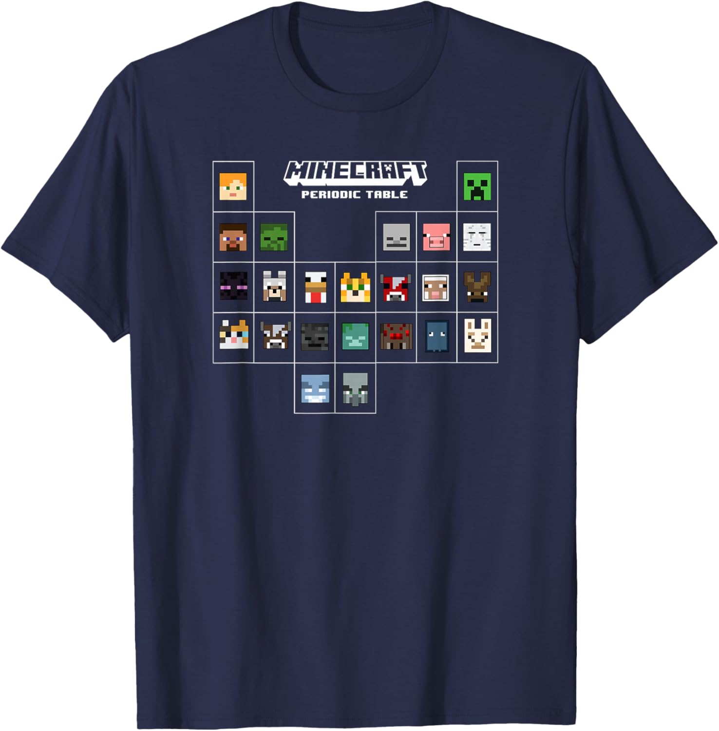 Minecraft Periodic Table Character Group T-Shirt for Fans and Gamers - 1