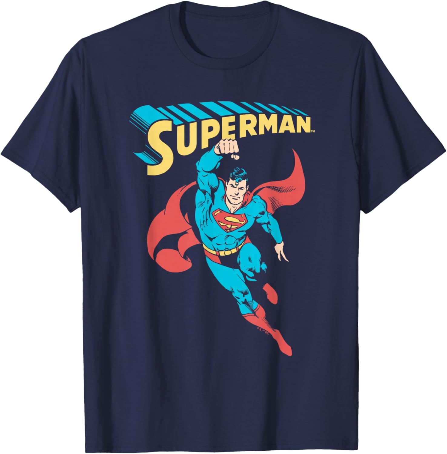 Superman Superhero V-Neck T-Shirt for Adults and Kids - Black, Classic Fit - 6