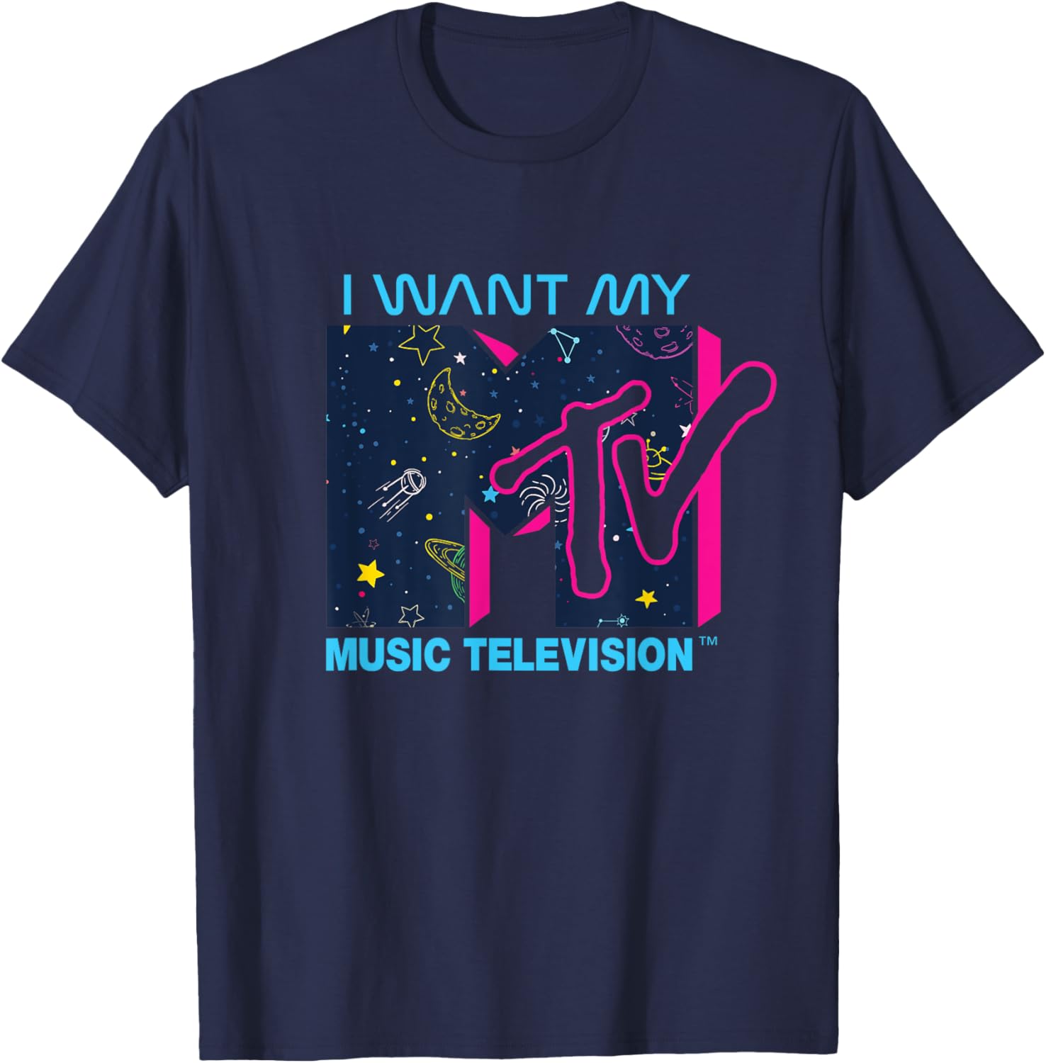 Mademark x MTV Official I Want My MTV Logo Space T-Shirt for Fans - 7