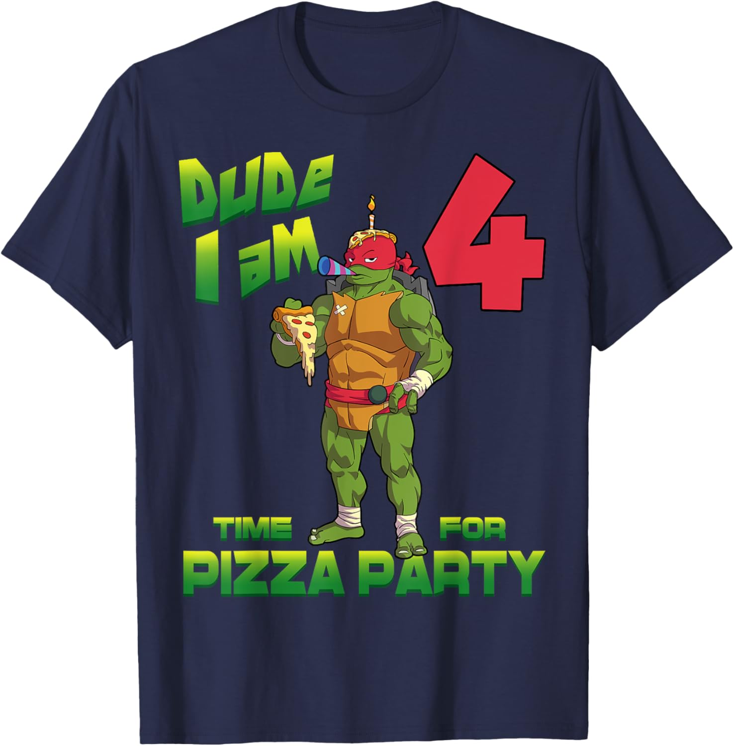 TMNT Raph Pizza Birthday Party T-Shirt for 4 Year Olds - Fun Kid's Clothing - 14
