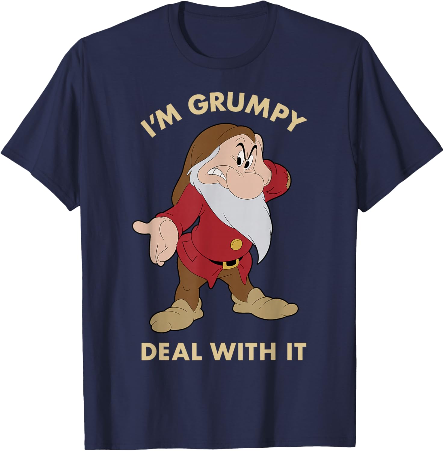 Disney Snow White Grumpy Deal With It Portrait T-Shirt for Fans - 3