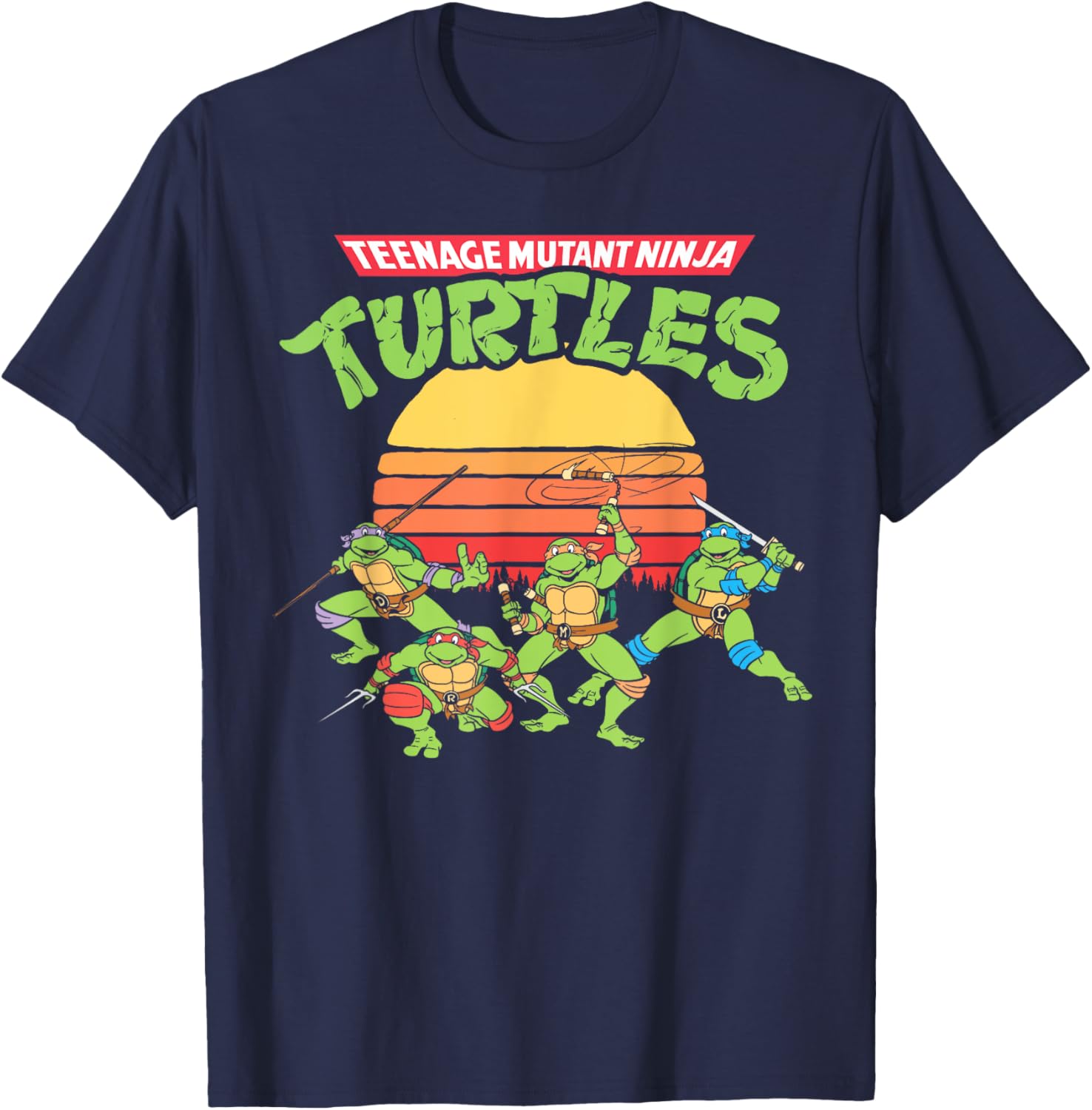 Mademark Teenage Mutant Ninja Turtles Retro Logo Eighties Sunset T-Shirt - 20