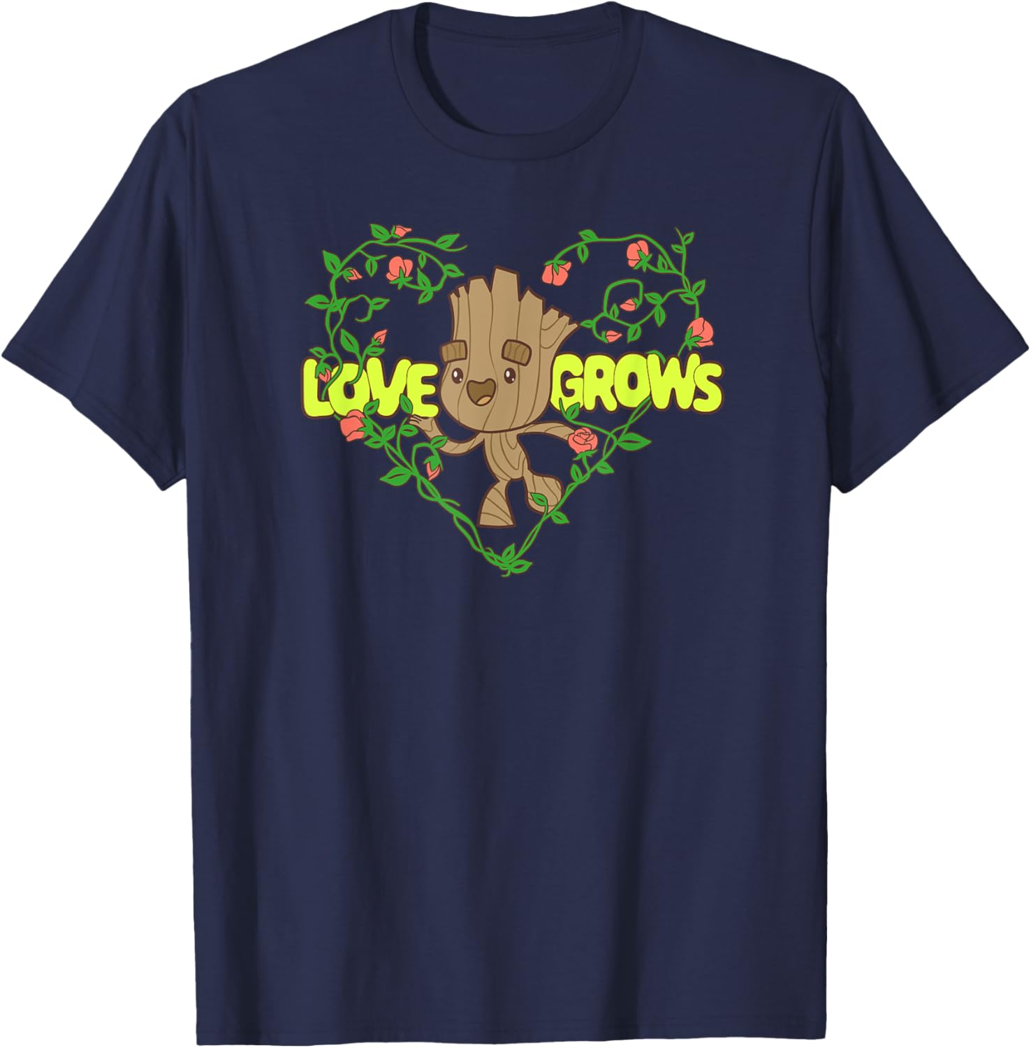 Groot Love Grows Valentine's Heart T-Shirt for Marvel Fans and Couples - 5