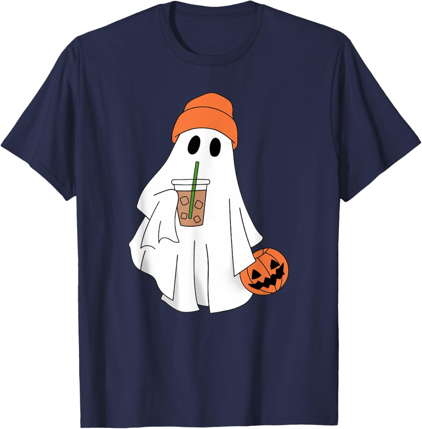 Halloween Ghost Drinking Coffee T-Shirt for Men and Women - 9