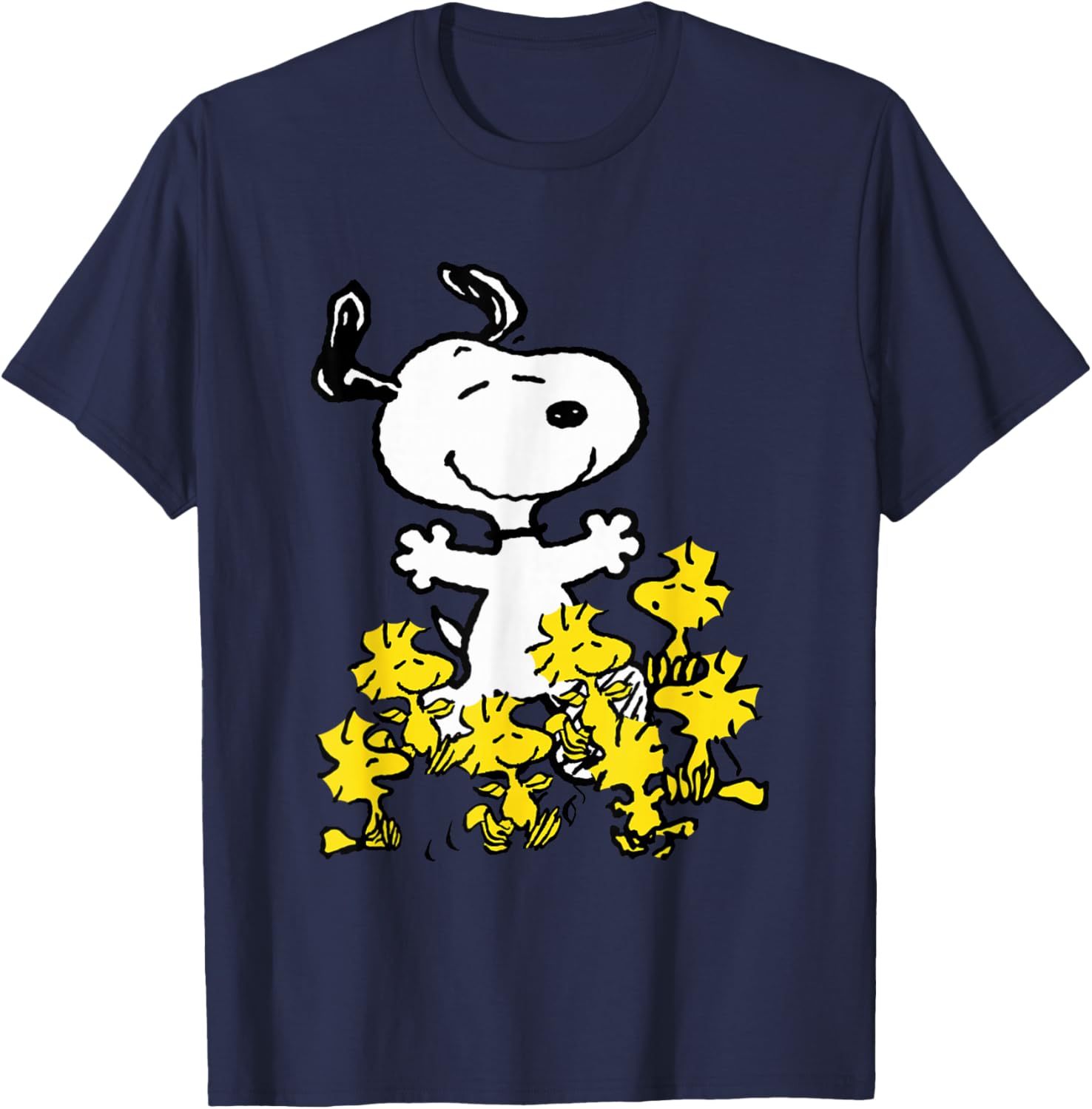 Peanuts Snoopy Chick Party Shirt Classic Fit Adult Black T-Shirt - 7