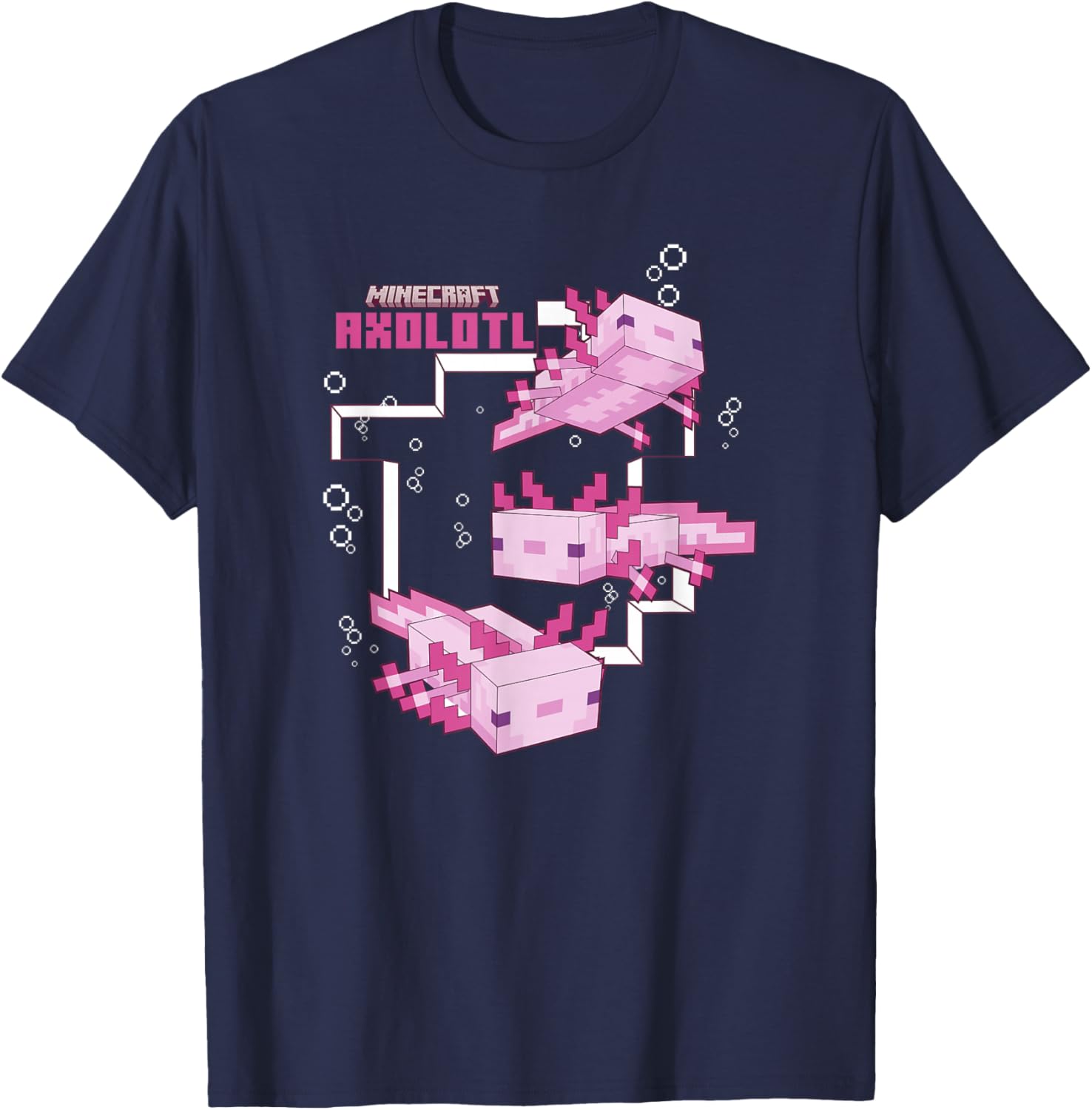 Cute Minecraft Pink Axolotl Pond T-Shirt for Kids and Adults - 5