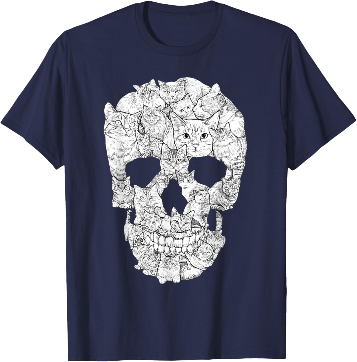 Cat Skull T-Shirt for Halloween - Fun Kitty Skeleton Tee for All Ages - 22