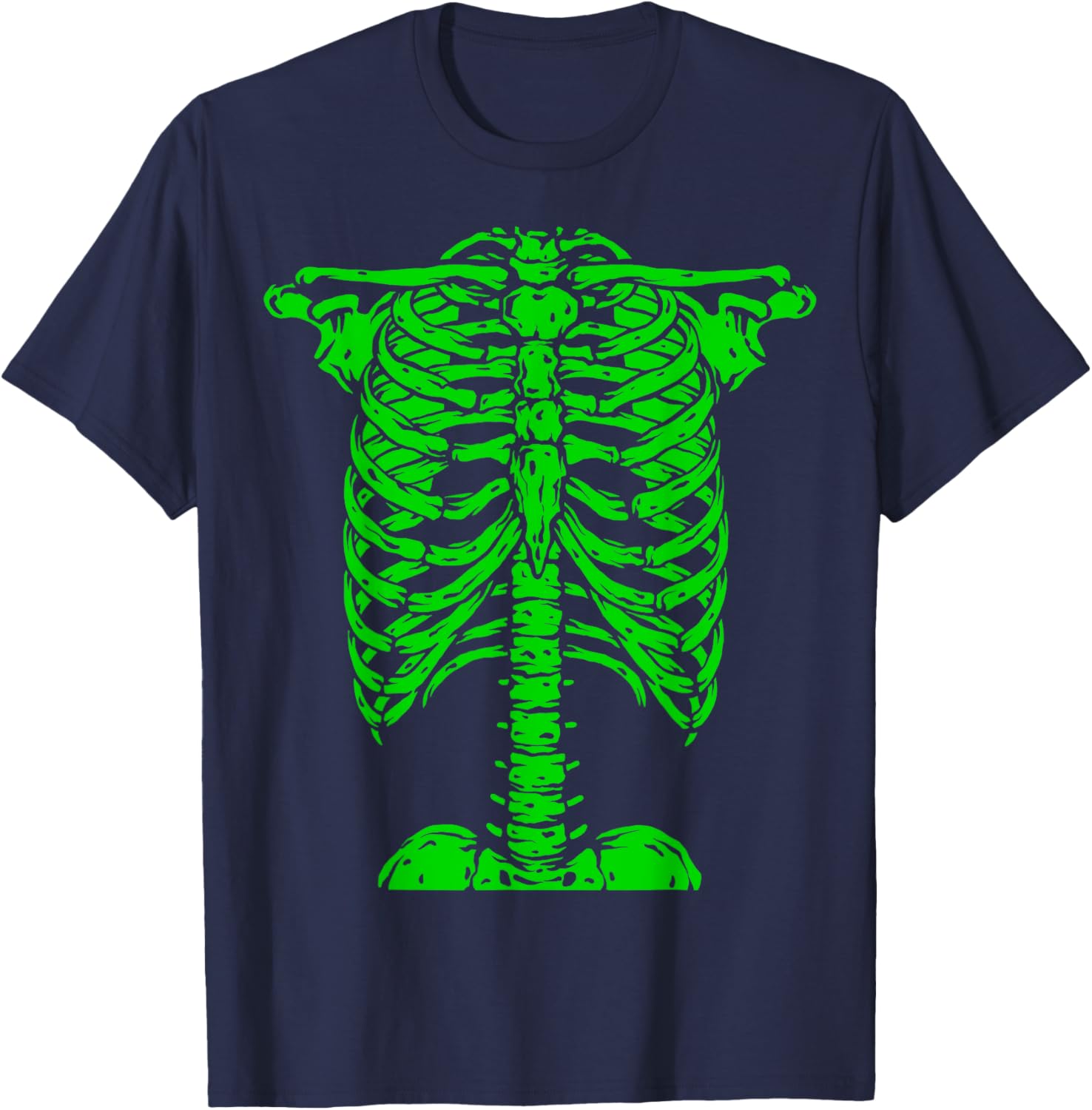 Skeleton Green Rib Cage X-Ray T-Shirt for Halloween Fun and Style - 8