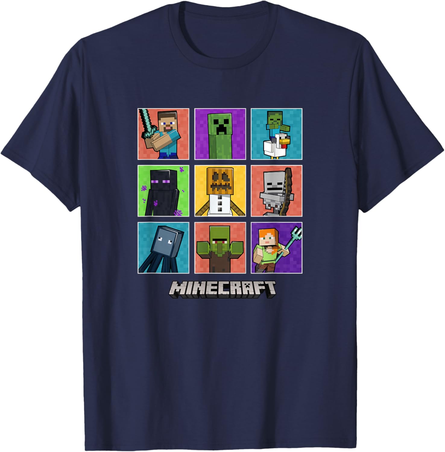 Minecraft Group Shot Colored Box Up T-Shirt for Fans and Gamers - 9