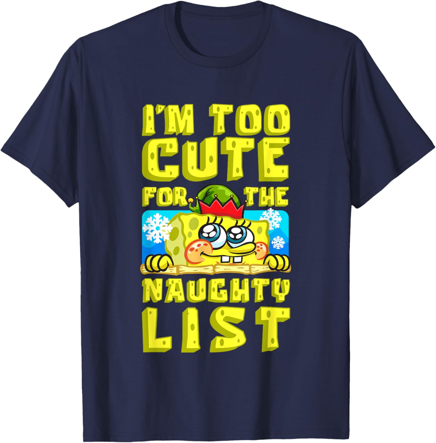 SpongeBob Christmas I'm Too Cute for the Naughty List T-Shirt Gift - 15