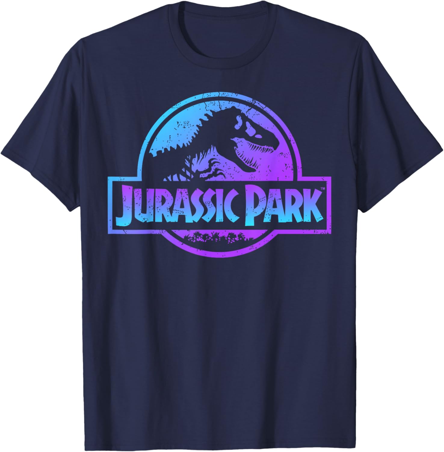 Jurassic Park Blue and Purple Fossil Logo Graphic T-Shirt for Fans - 8