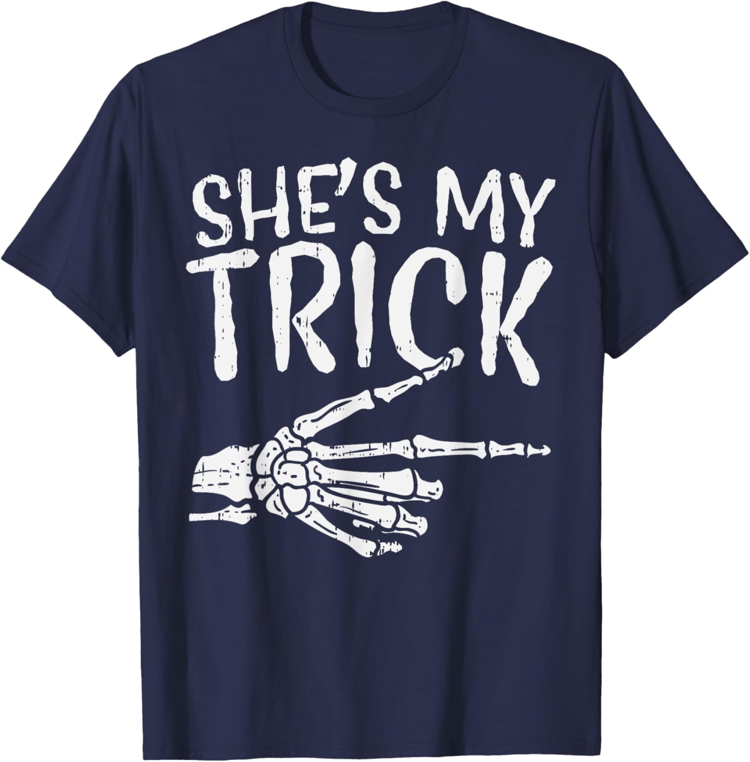 Cute Boyfriend T-Shirt for Matching Halloween Costume - She’s My Trick Design - 17