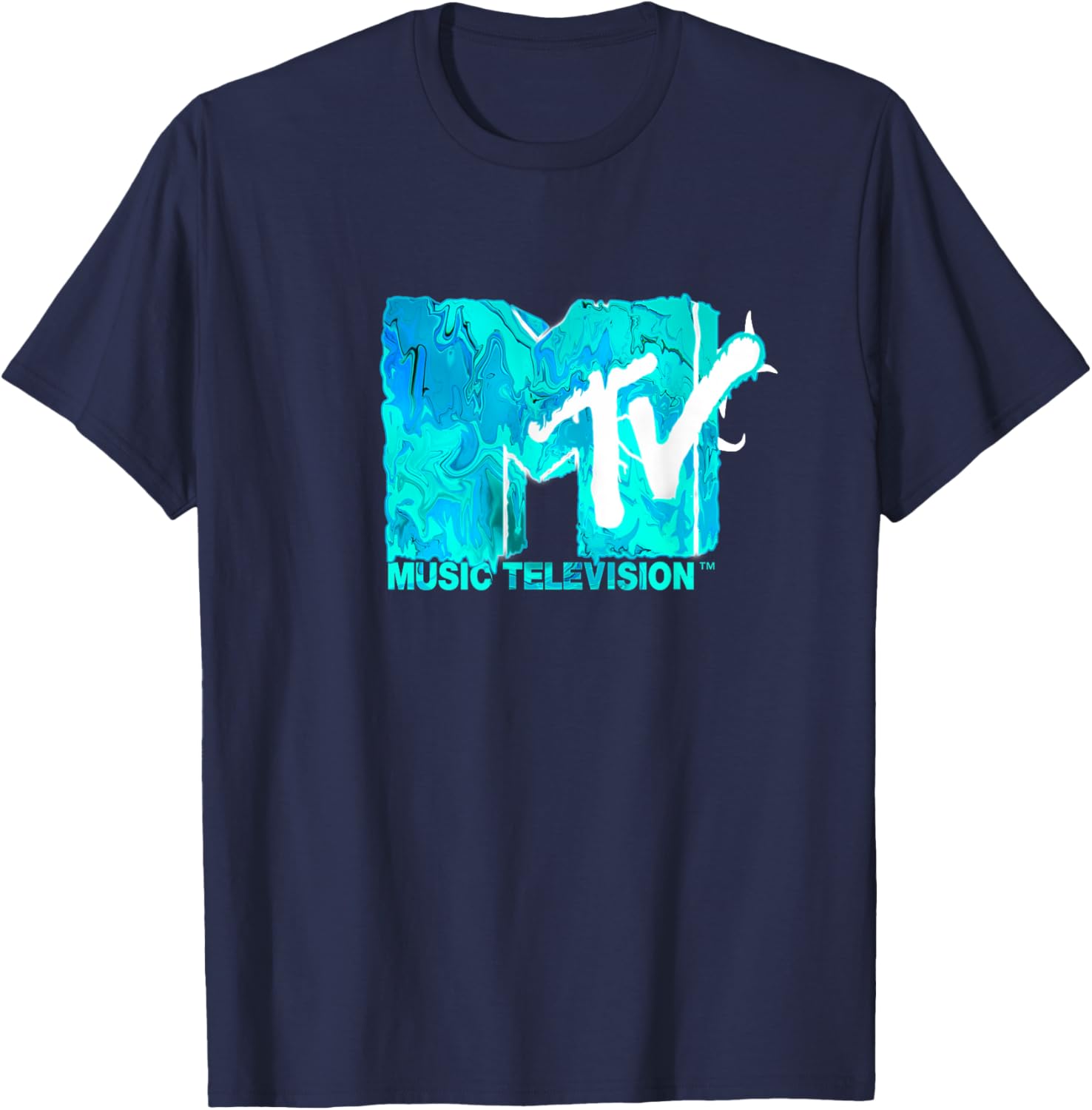 Mademark x MTV Green Blue Liquid Flow Logo T-Shirt for Trendy Style - 9