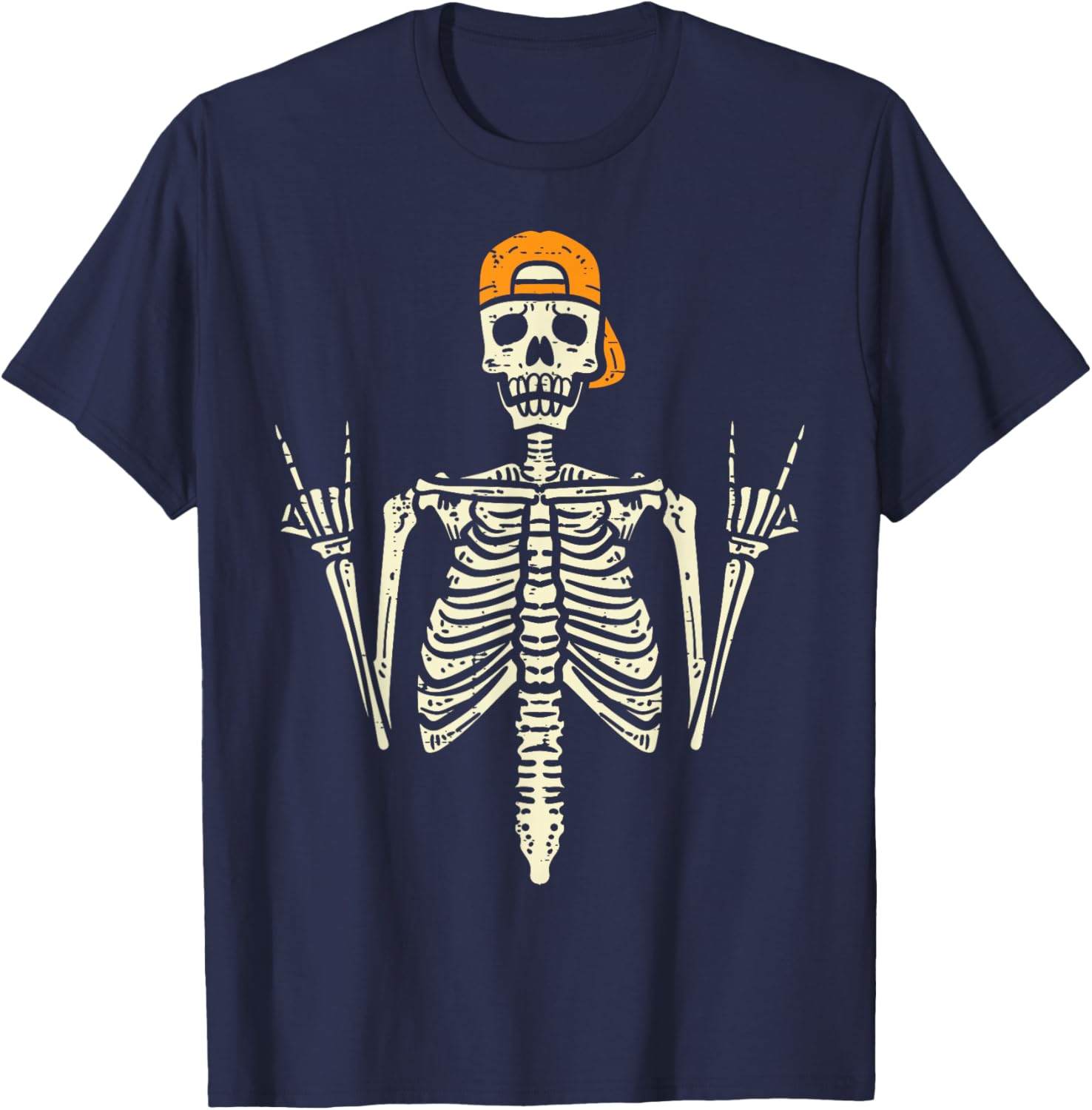 Cool Rocker Skeleton Cap Skater T-Shirt for Halloween Punk Rock Style - 16