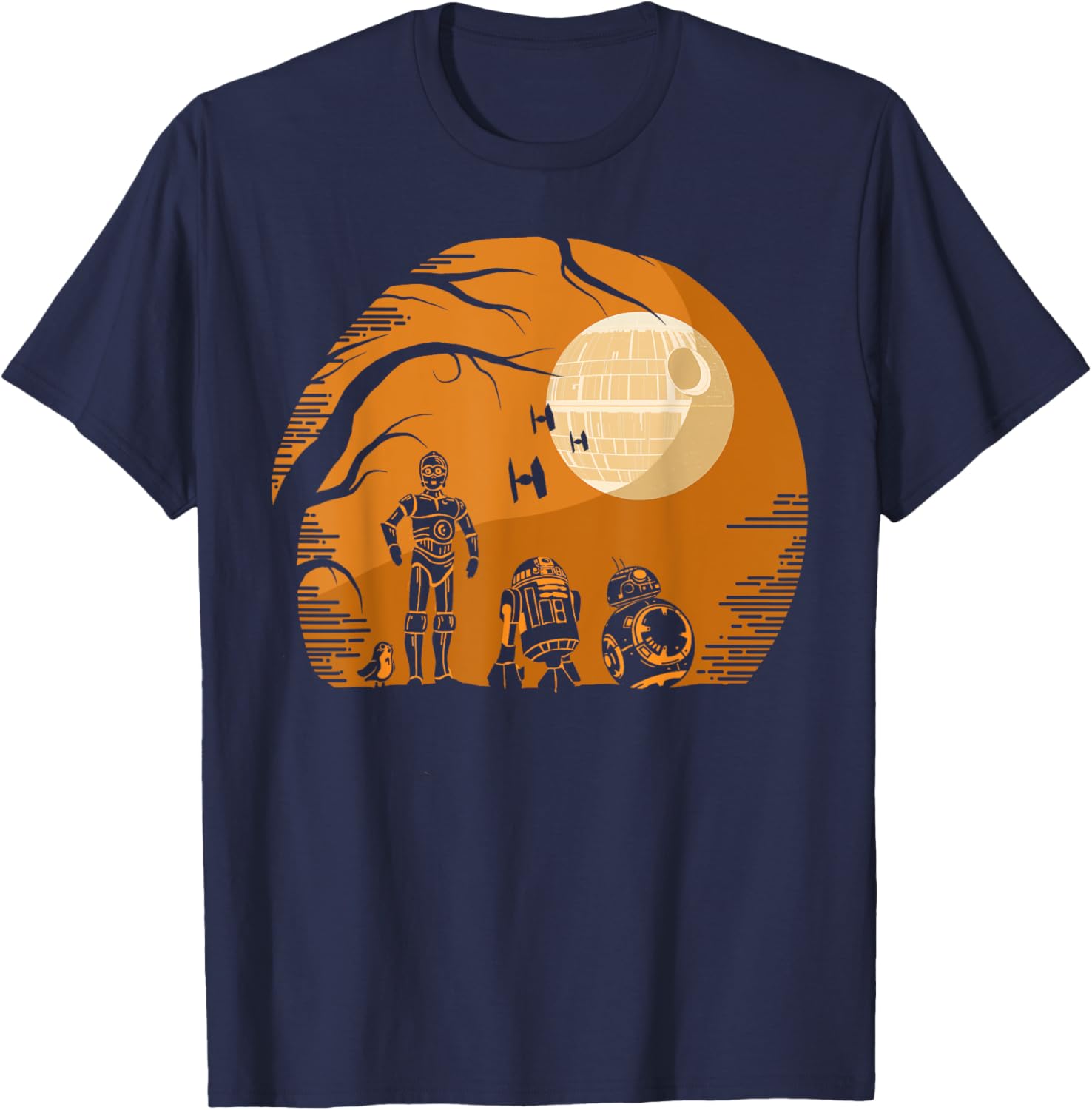 Star Wars Droid Halloween T-Shirt with Death Star Portrait in Orange Hue - 1