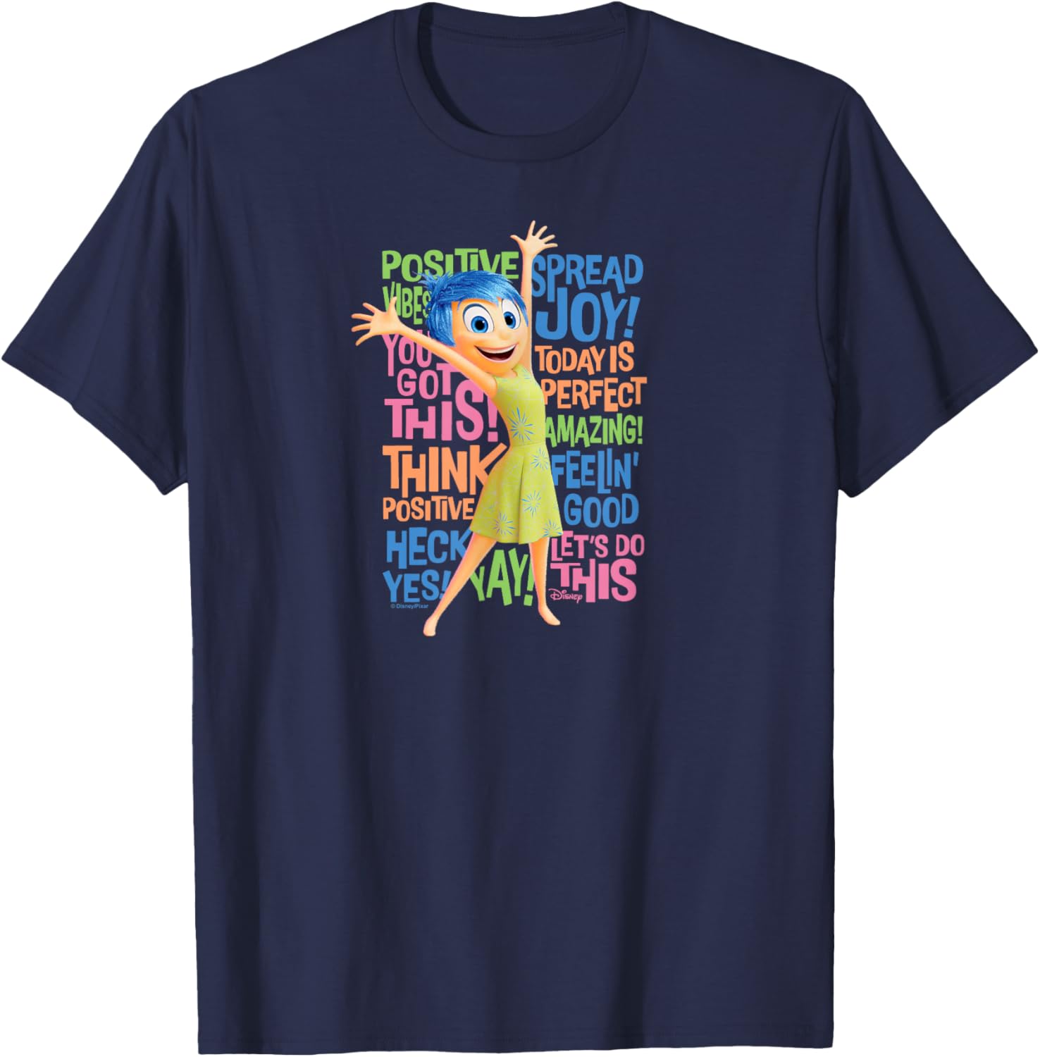 Joy Character Positive Words T-Shirt from Inside Out 2 for All Ages - 6