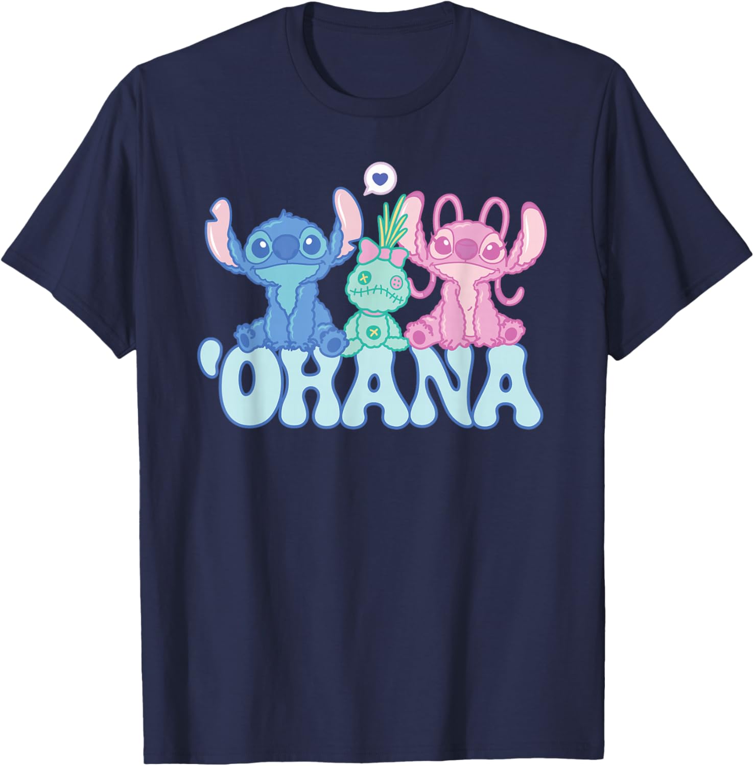Cute Disney Stitch Ohana T-Shirt with Angel and Scrump for Kids and Adults - 14