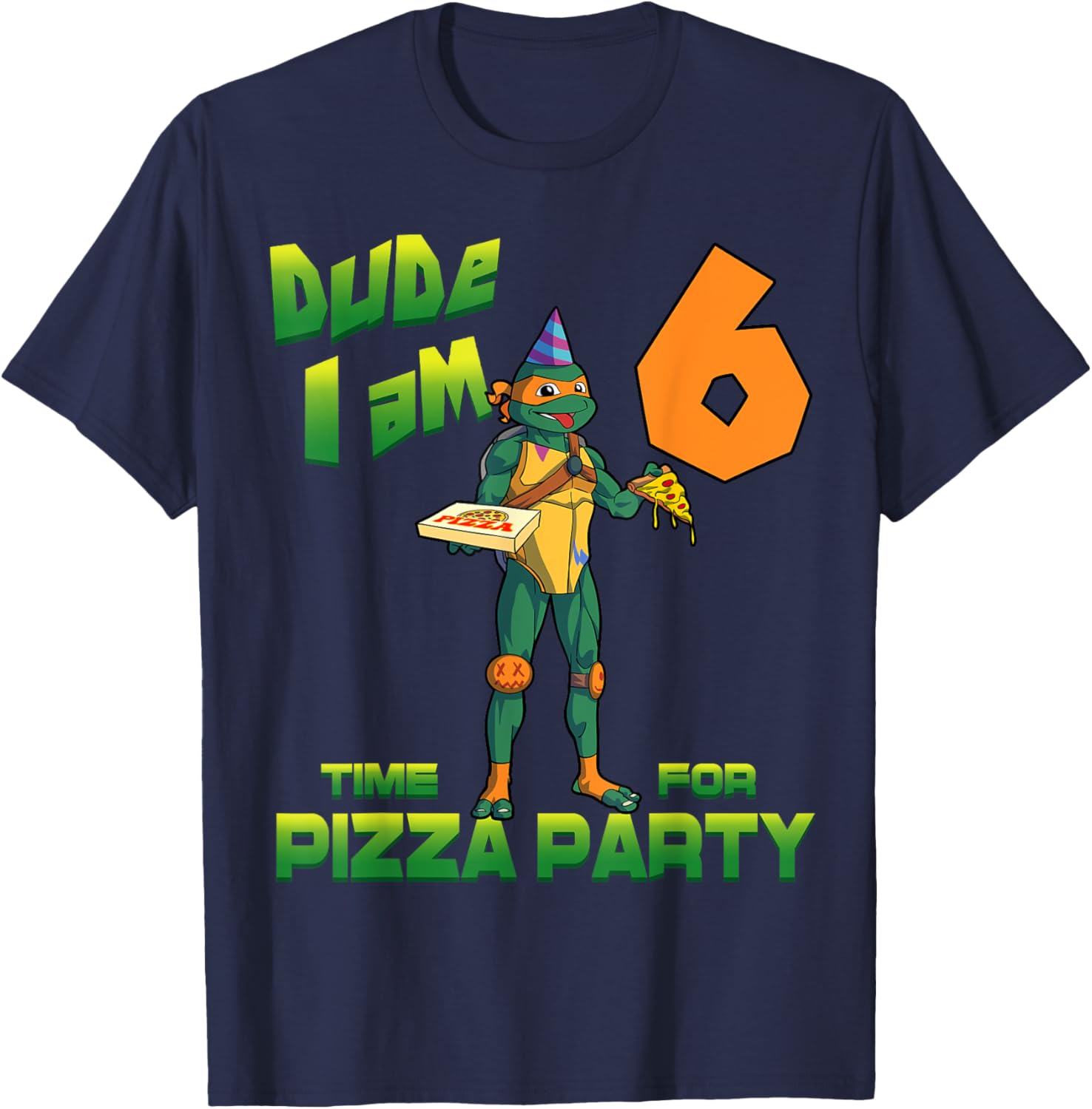 Mademark TMNT Michelangelo Pizza Birthday T-Shirt for 6 Year Olds - 4