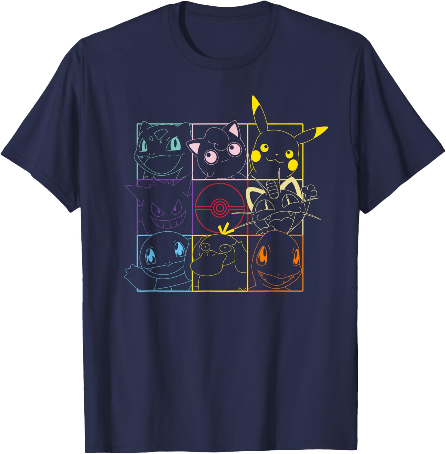 Pokemon Adult Unisex Black Grid T-Shirt for Casual Style Fun - 4