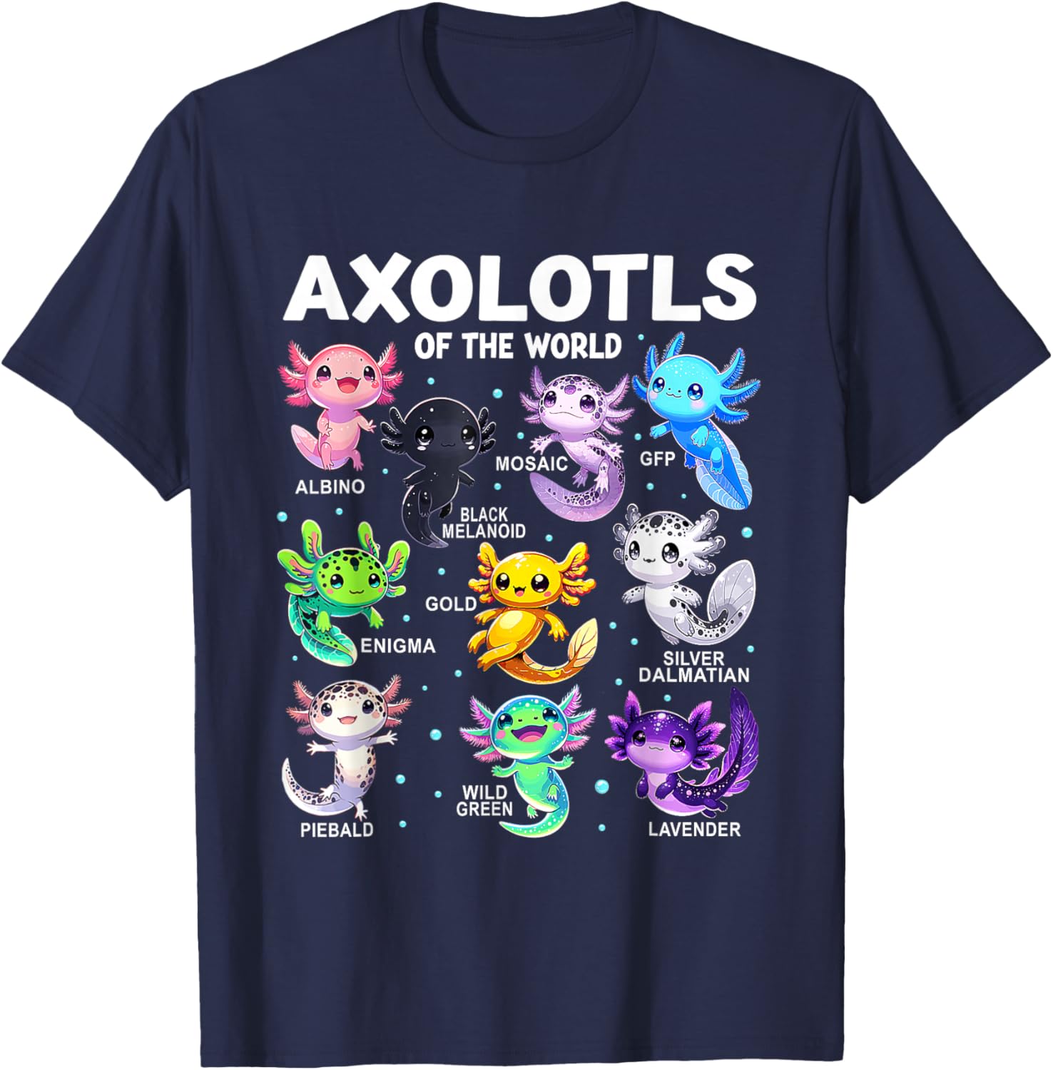 Kawaii Axolotl Graphic Tee Cute Animal T-Shirt for Axolotl Lovers - 21