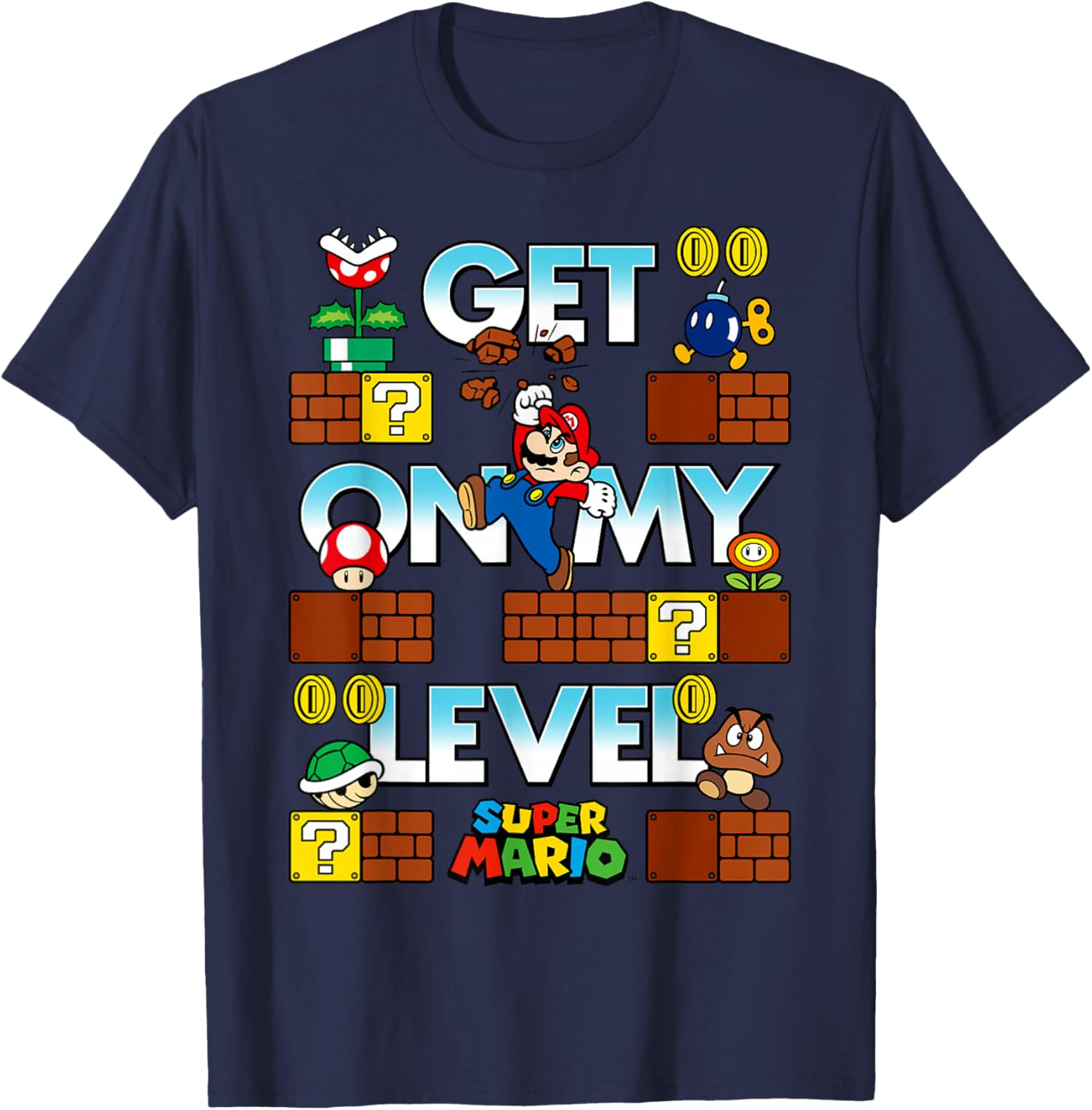 Super Mario Get On My Level Game Play Poster T-Shirt for Gamers - 13