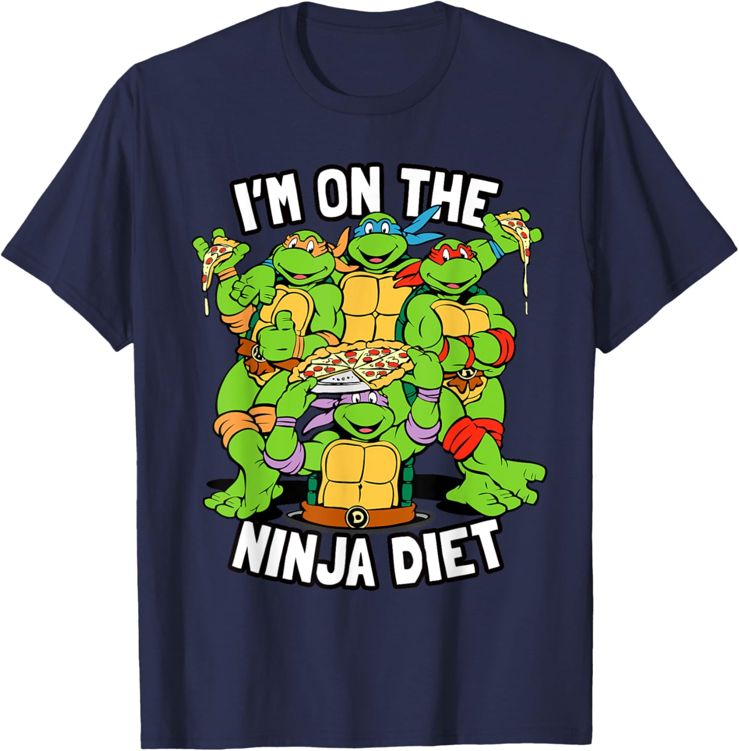 Mademark TMNT Pizza T-Shirt I'm on the Ninja Diet Fun Graphic Tee - 14