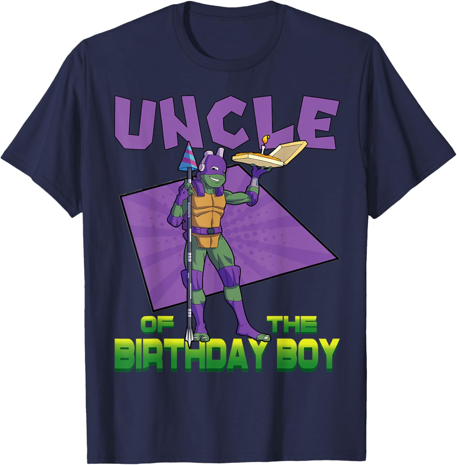 Mademark TMNT Donnie Uncle Birthday Boy Pizza Party T-Shirt for Kids - 14