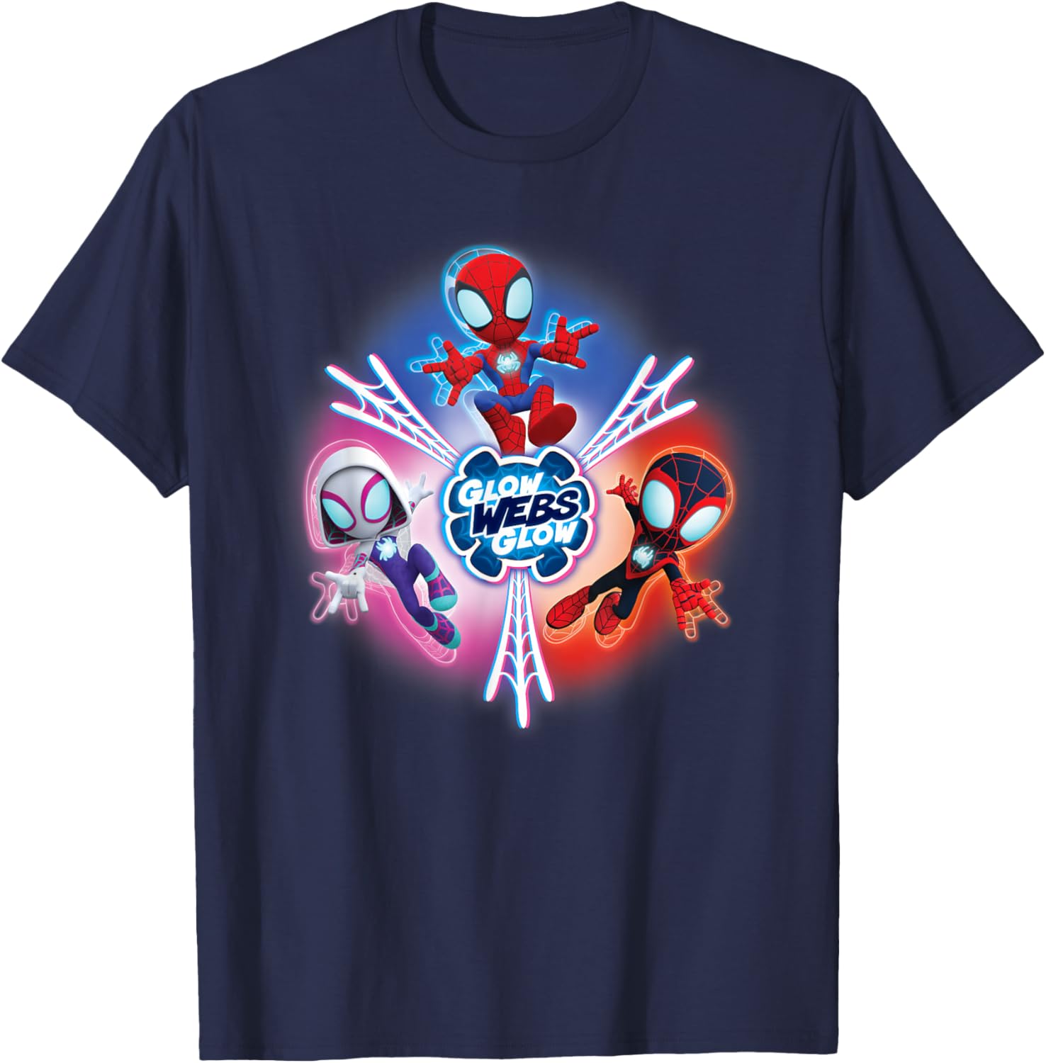 Marvel Spidey and Friends Glow Webs T-Shirt for Kids and Fans - 7