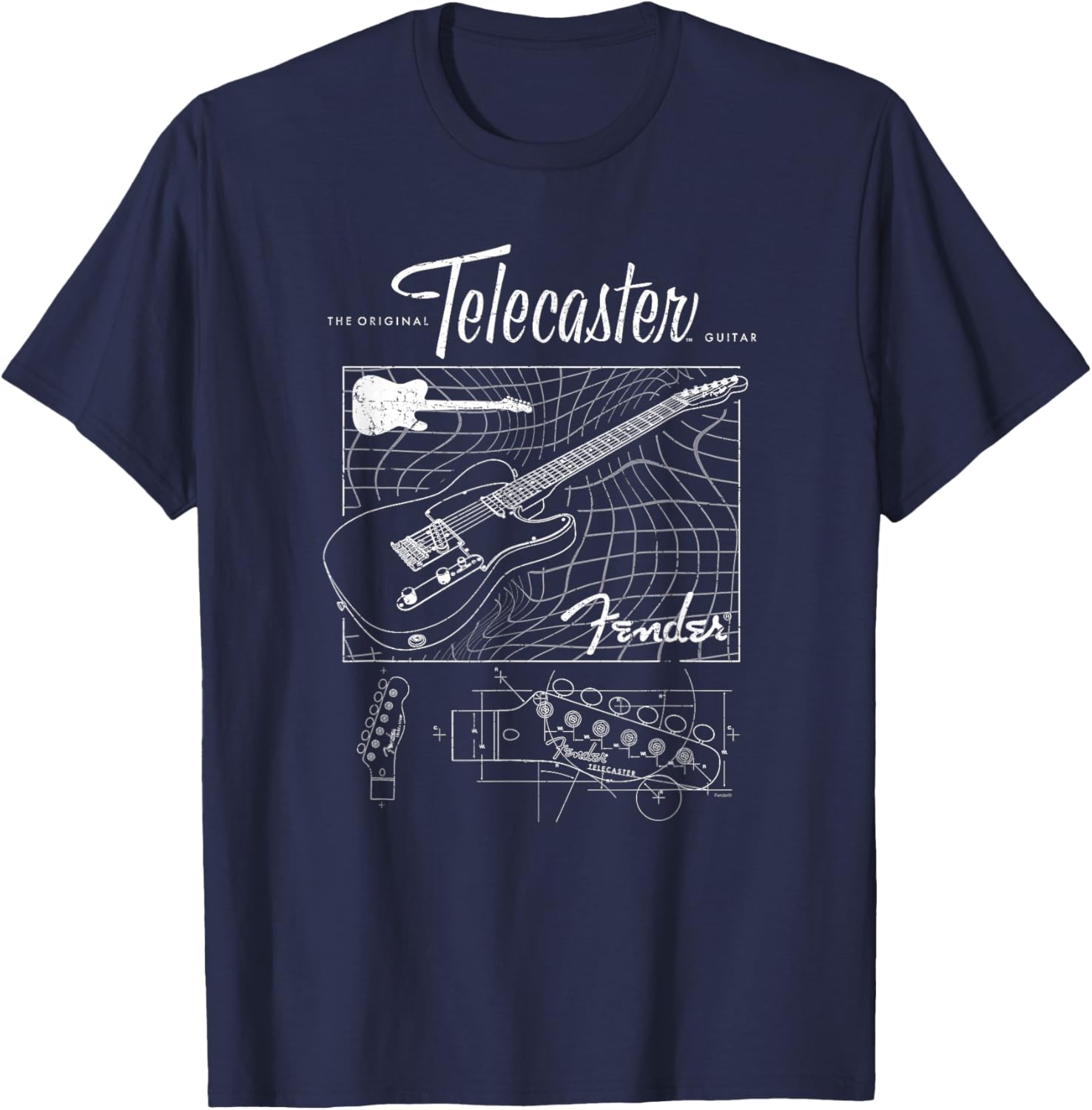 Fender Telecaster Guitar Schematic Poster T-Shirt for Music Lovers - 9
