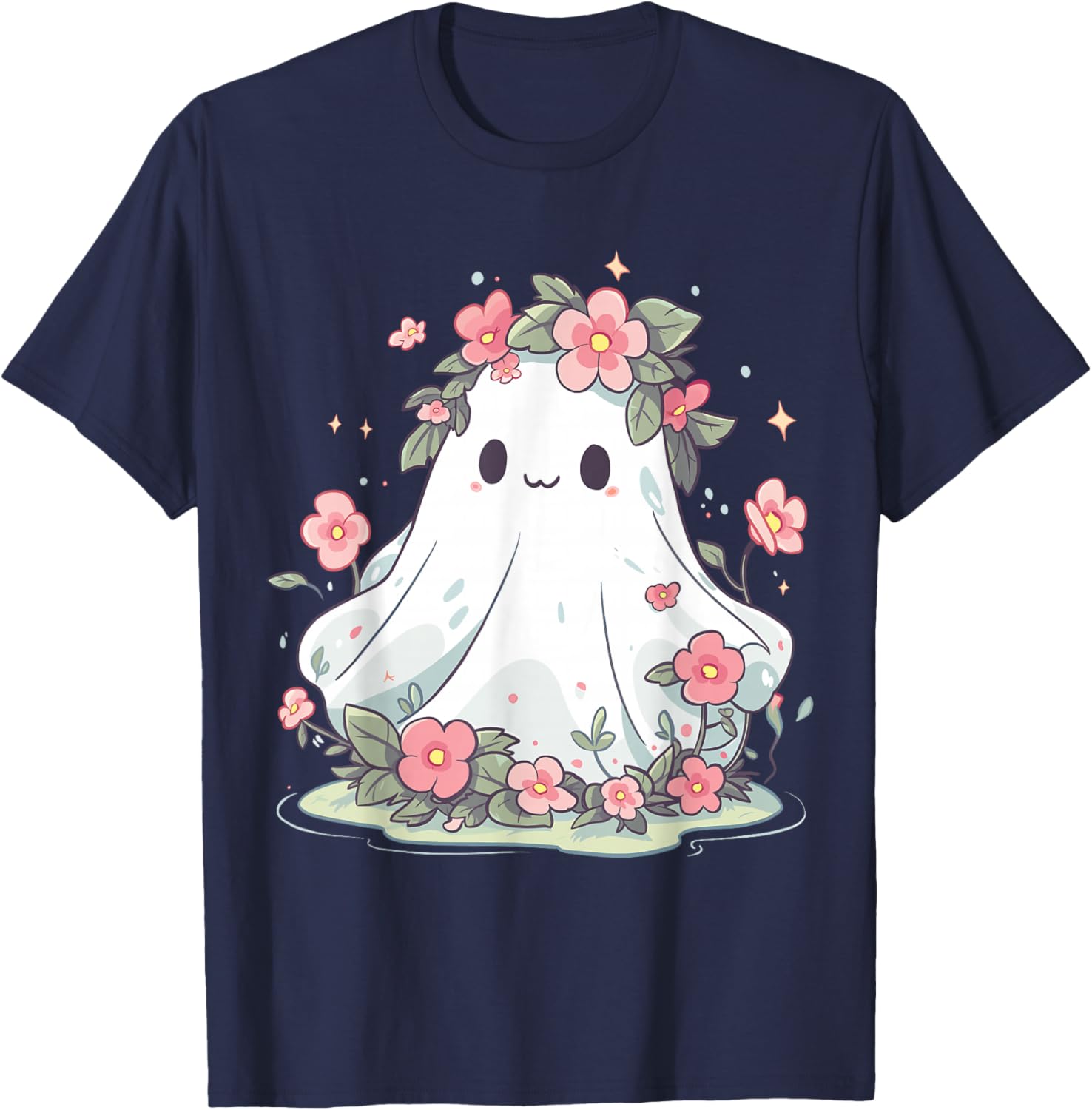 Floral Ghost Halloween Shirt for Girls and Women – Fun Costume T-Shirt - 22