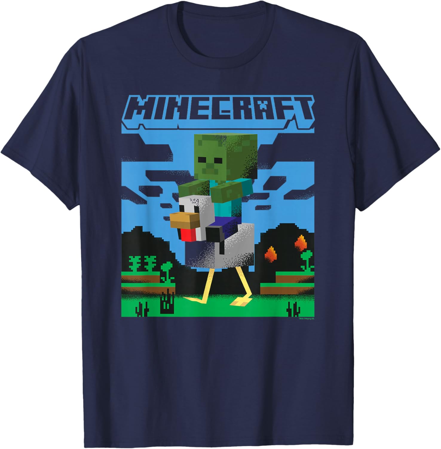 Minecraft Chicken Jockey Day Walk Poster T-Shirt for Gamers and Fans - 7